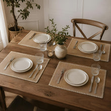 Load image into Gallery viewer, Dainty Home Neves 12" x 18" Rectangular Shaped Natural Jute Placemats Set of 4 - Durable Table Mats
