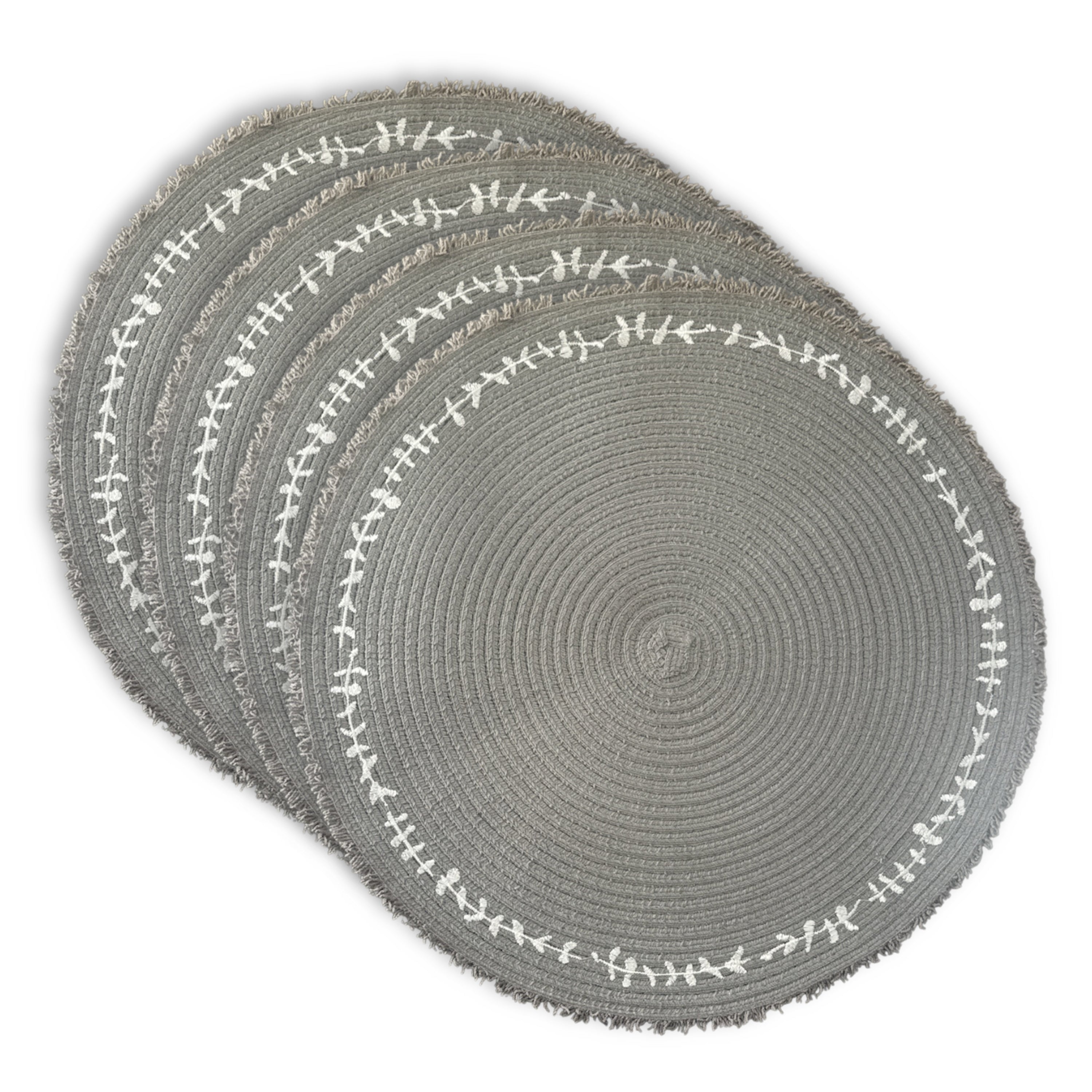 Dainty Home Petals 15" Round Woven Placemats Set of 4 - Durable and Non-Slip Table Mats