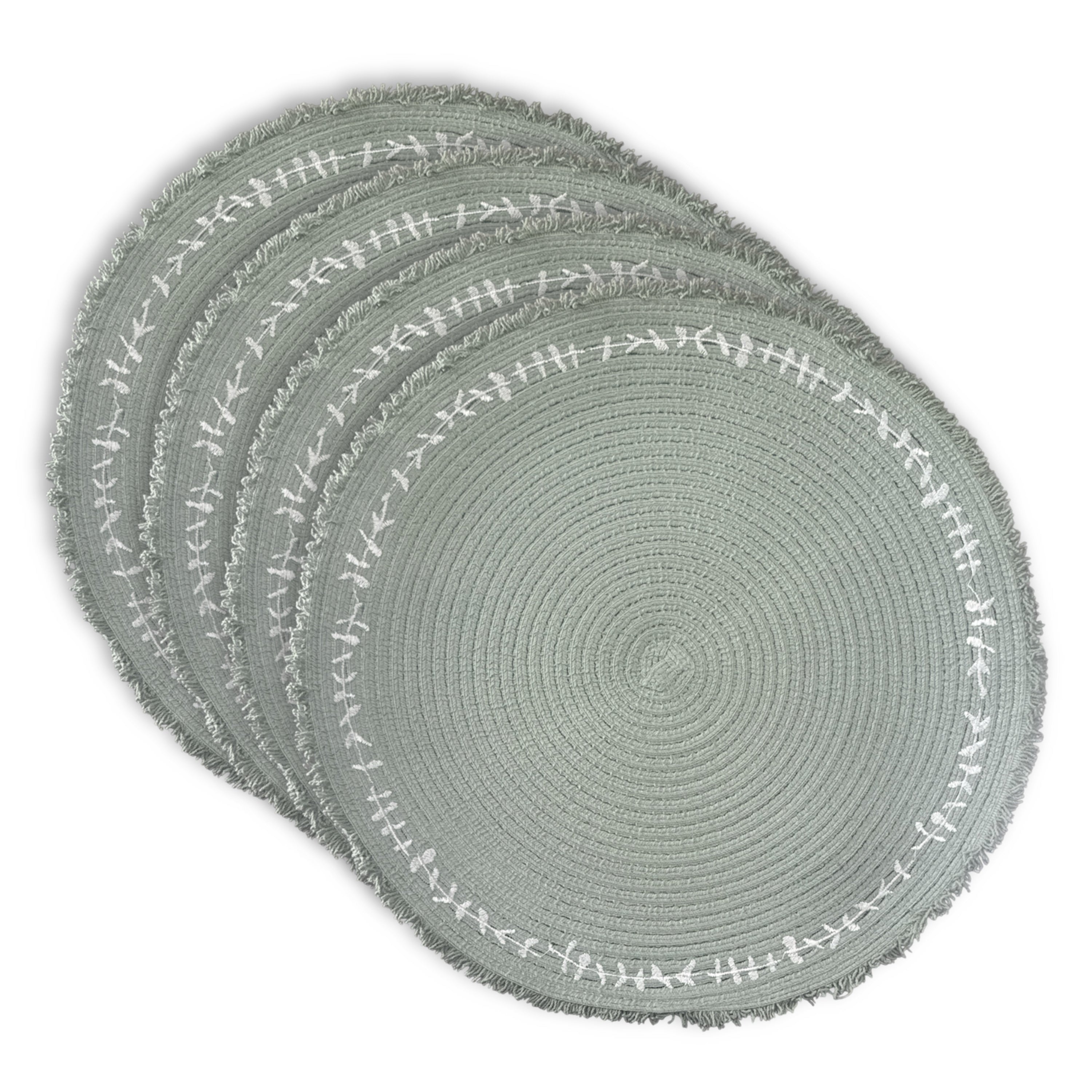 Dainty Home Petals 15" Round Woven Placemats Set of 4 - Durable and Non-Slip Table Mats