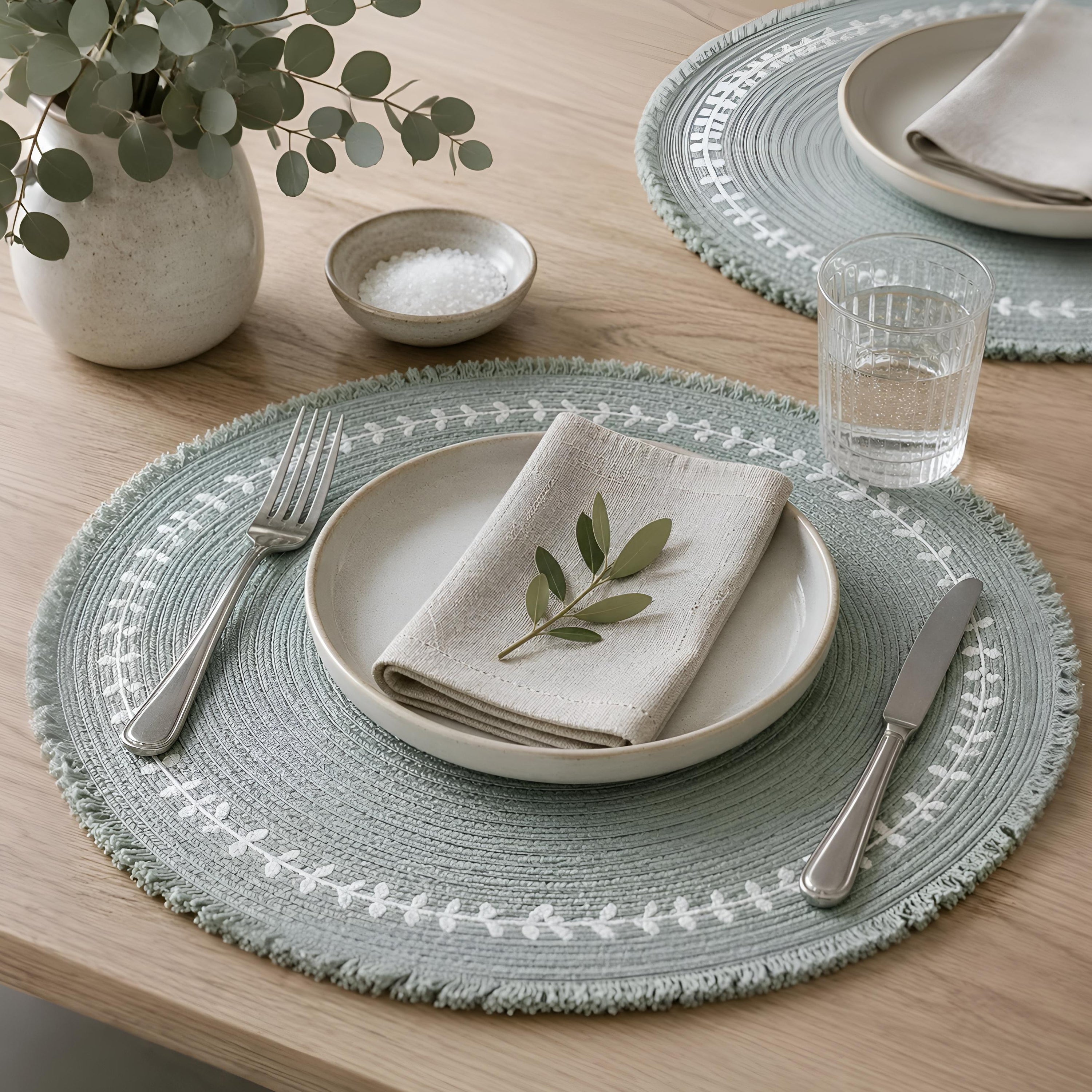 Dainty Home Petals 15" Round Woven Placemats Set of 4 - Durable and Non-Slip Table Mats