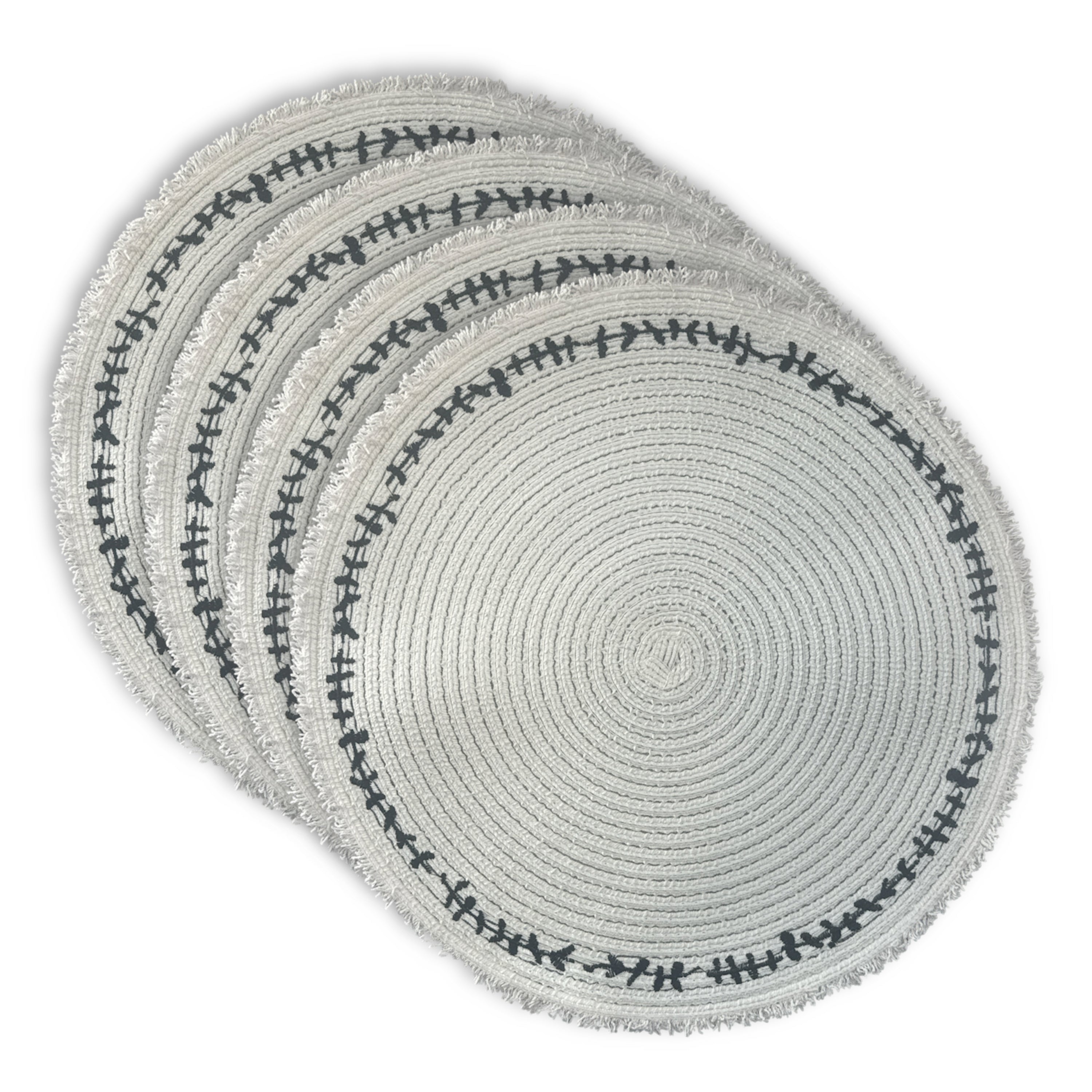 Dainty Home Petals 15" Round Woven Placemats Set of 4 - Durable and Non-Slip Table Mats