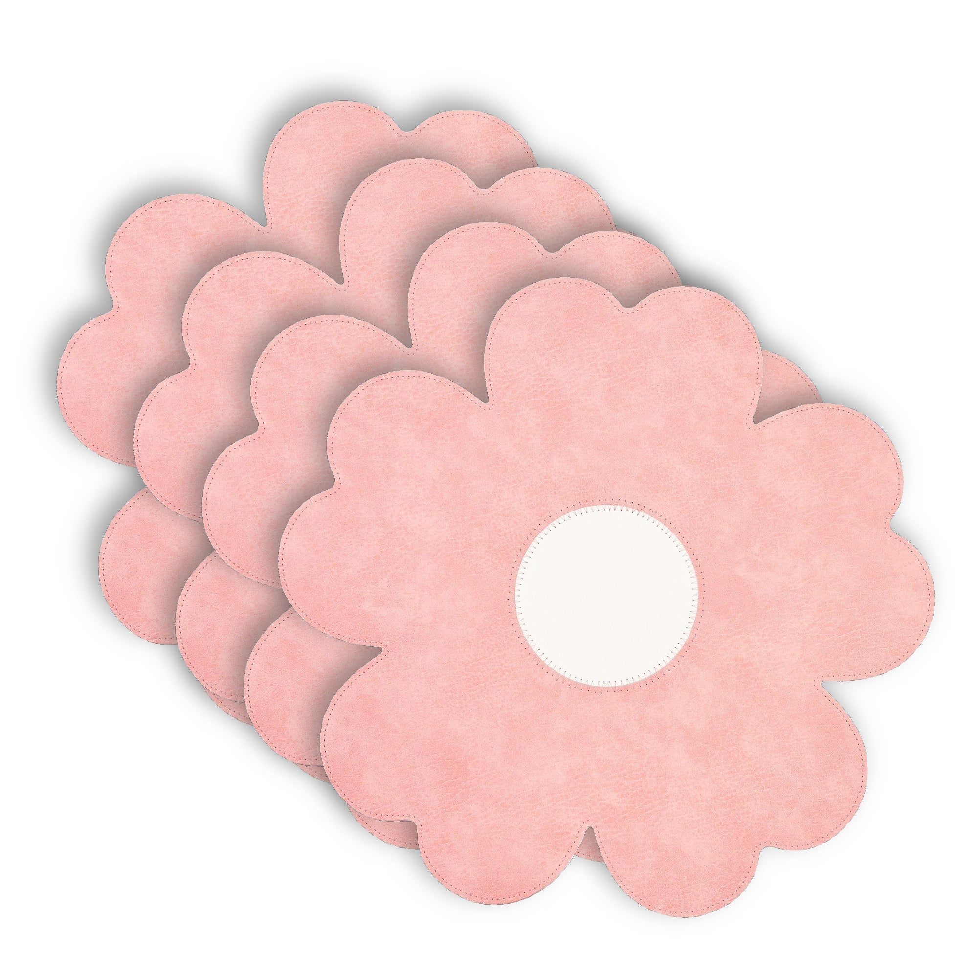 Dainty Home Shaped Flower Reversible Premium Faux Leather 15" Flower Shaped Placemats Set of 4