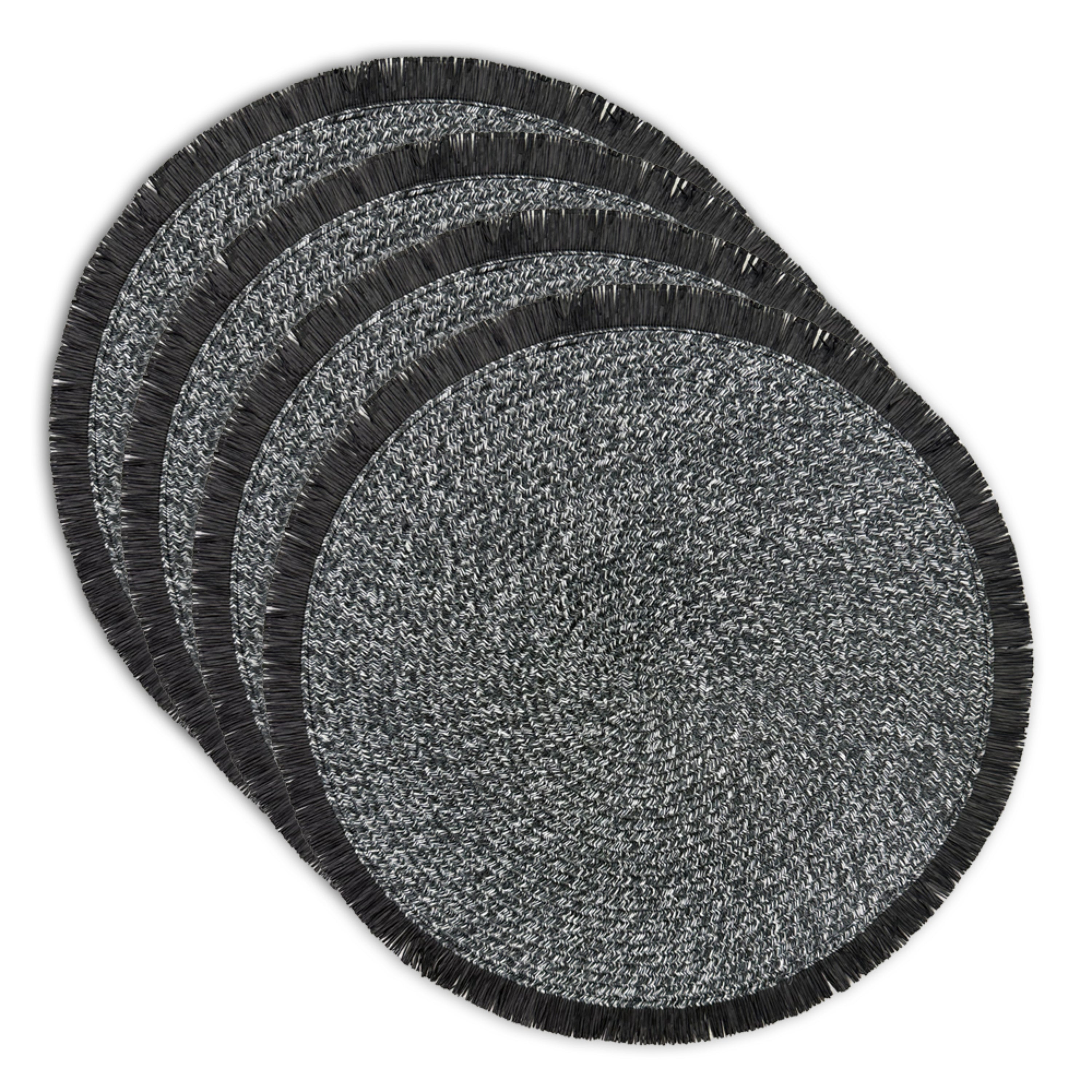 Dainty Home Tijuana 15" Round Woven Placemats with Fringe Detail, Set of 4 – Durable & Reversible