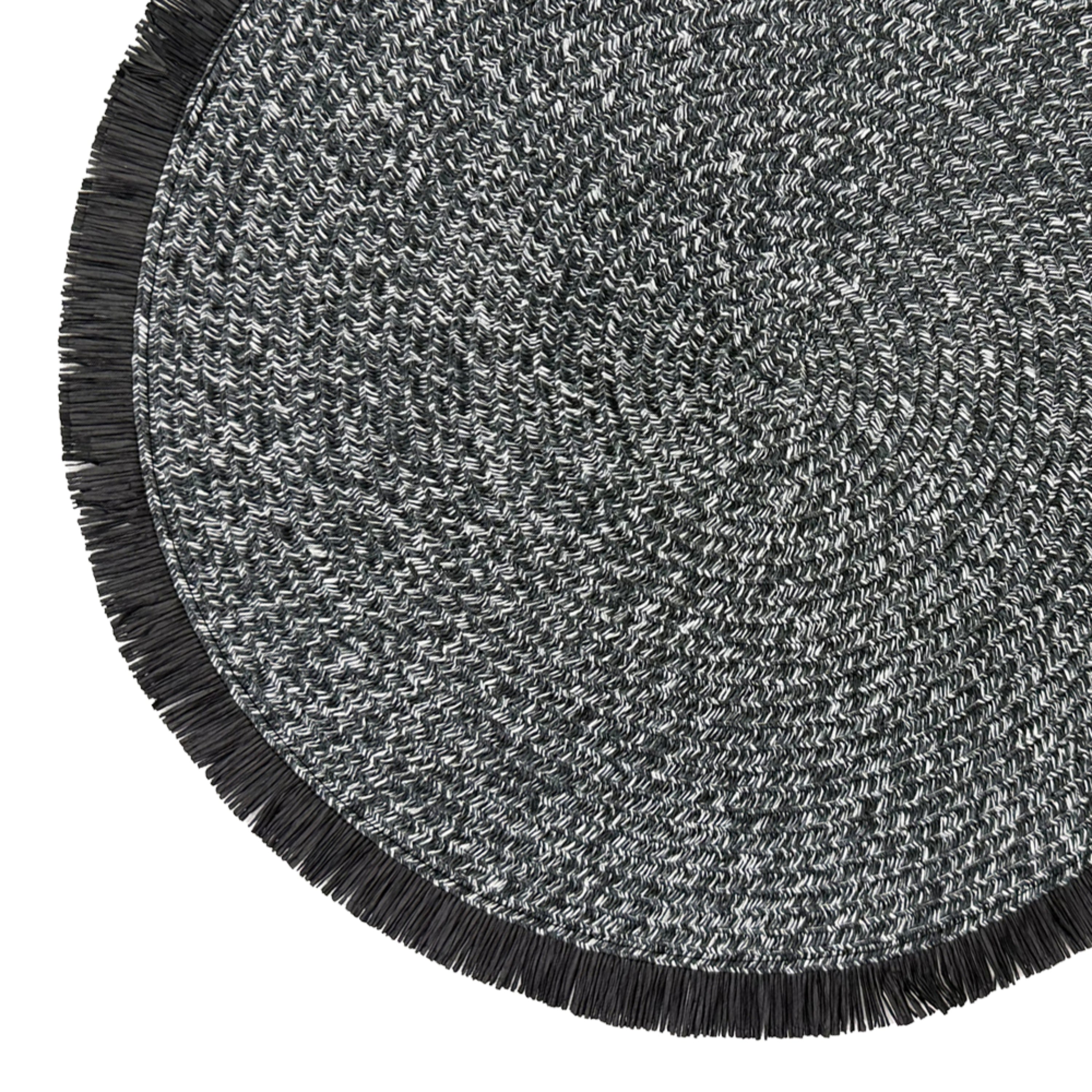 Dainty Home Tijuana 15" Round Woven Placemats with Fringe Detail, Set of 4 – Durable & Reversible