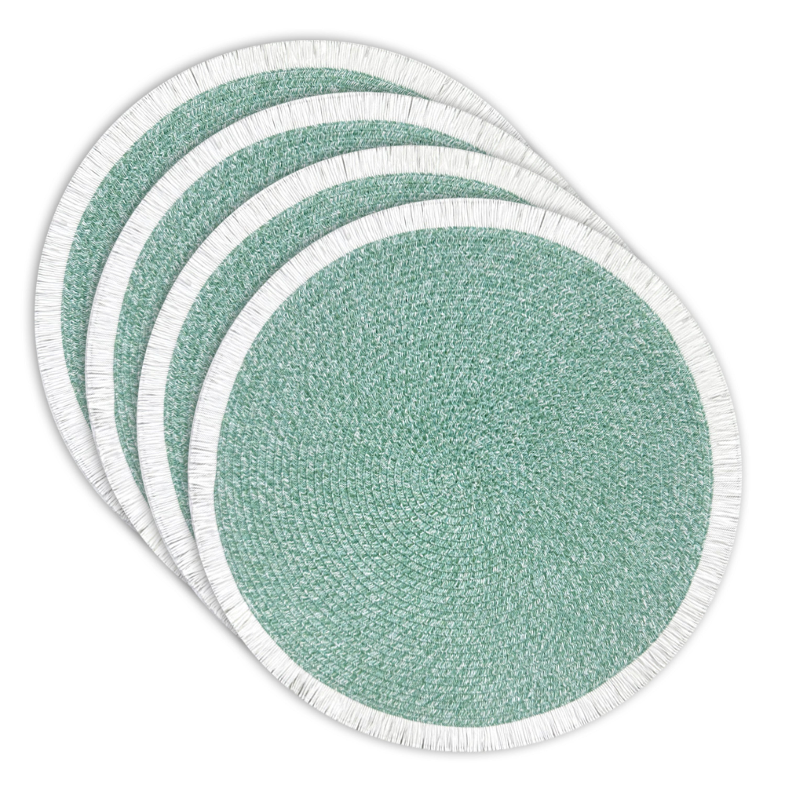Dainty Home Tijuana 15" Round Woven Placemats with Fringe Detail, Set of 4 – Durable & Reversible
