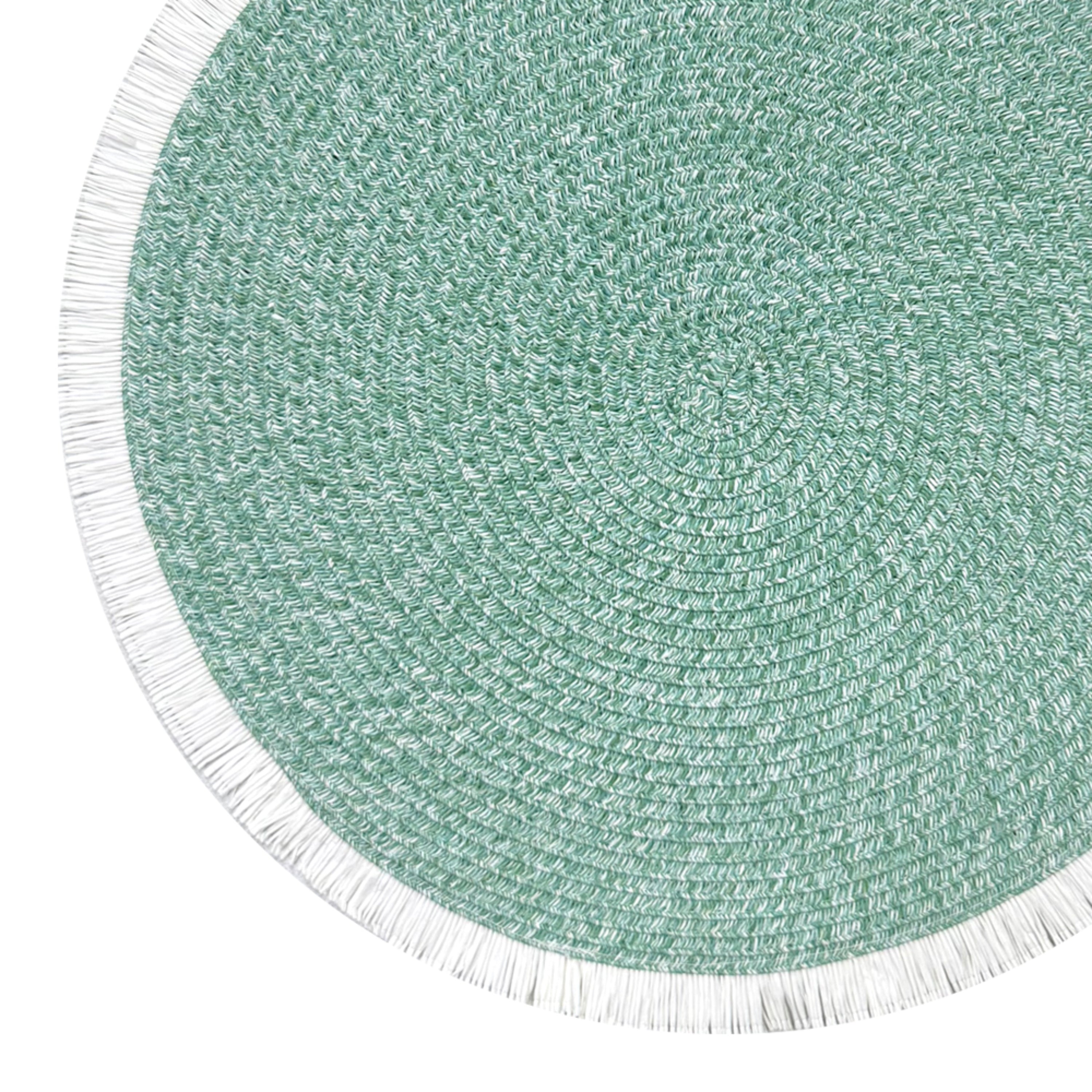 Dainty Home Tijuana 15" Round Woven Placemats with Fringe Detail, Set of 4 – Durable & Reversible