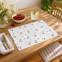 Load image into Gallery viewer, Dainty Home Cherry Woven Vinyl Rectangular Placemat Set of 6, Waterproof Easy Clean Summer Placemats
