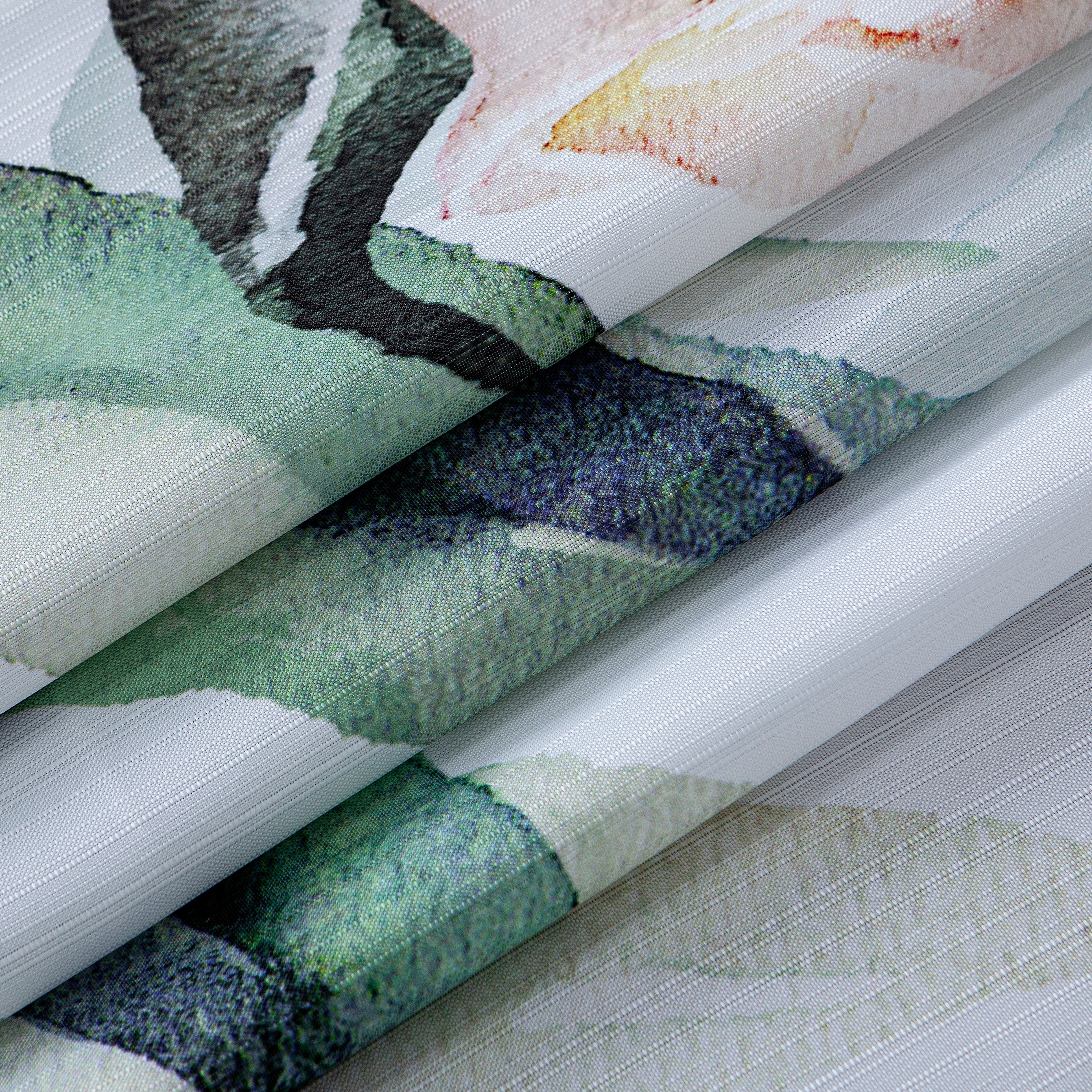 Dainty Home Florals 3D Textured Fabric Shower Curtain with 12 Metal Rollerball Hooks, 70" x 72"
