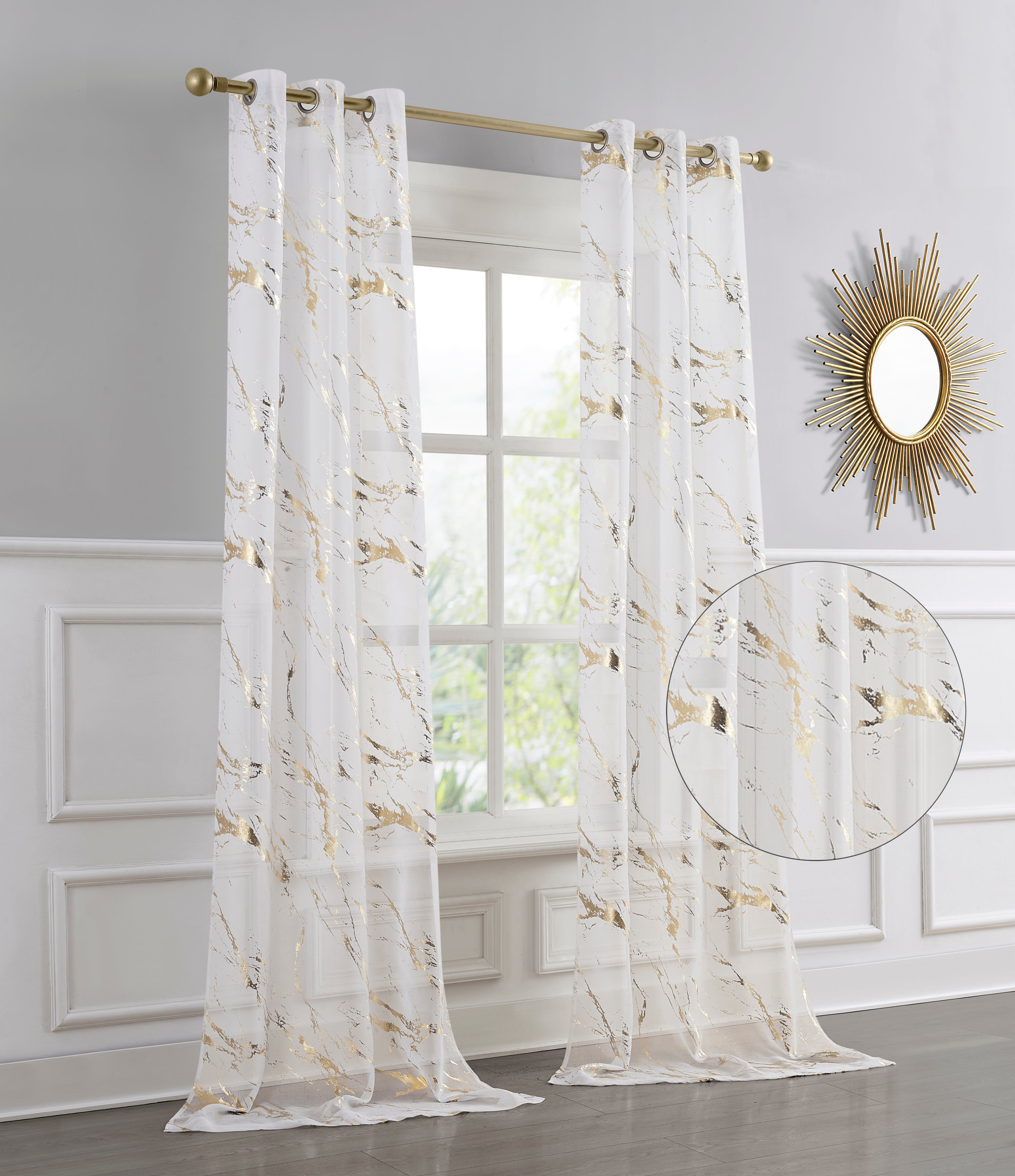 Dainty Home Chloe Linen Textured Metallic Light Filtering Grommet Curtain Panel Pair
