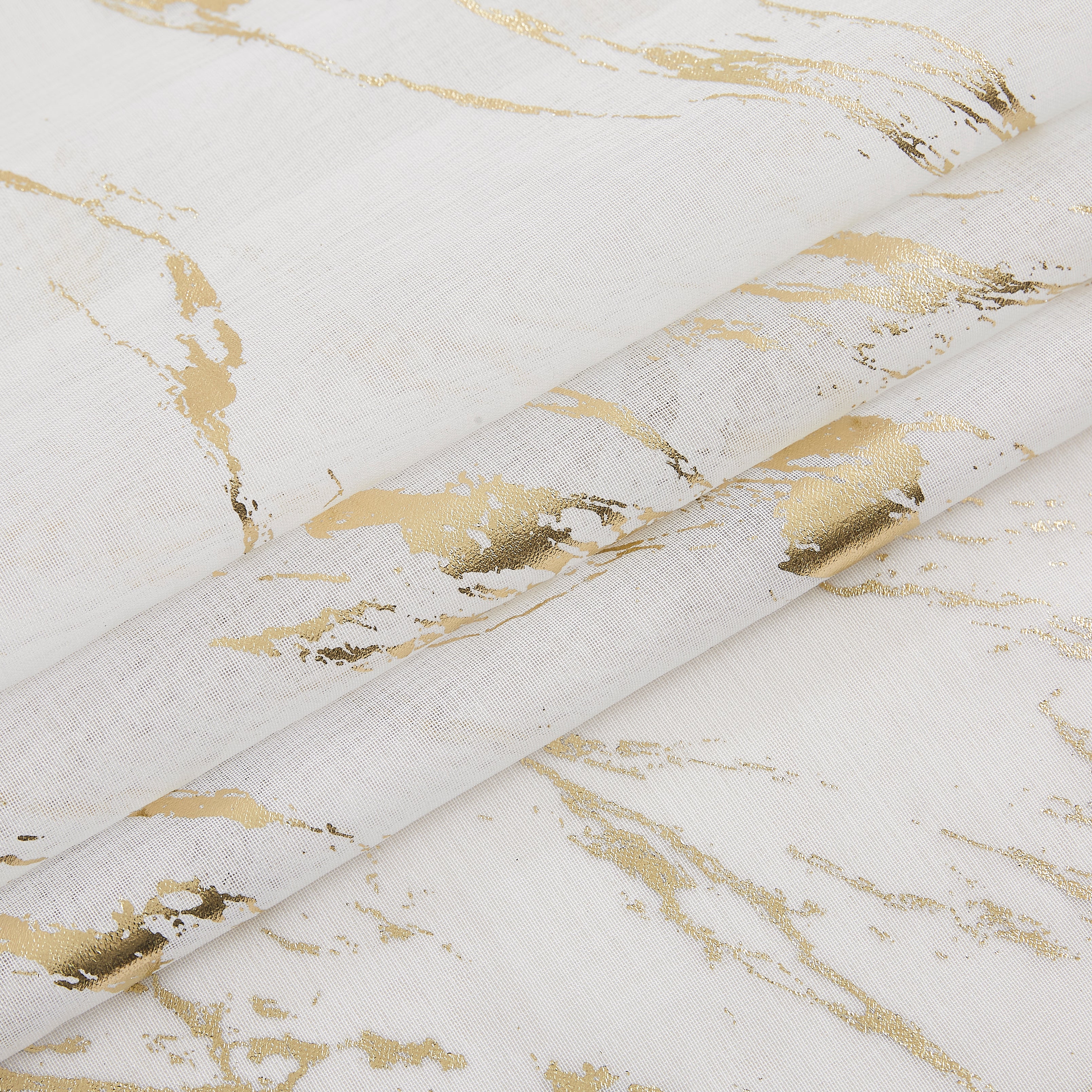 Dainty Home Chloe Linen Textured Metallic Fabric Shower Curtain with 12 Matching Hooks 70" x 72"