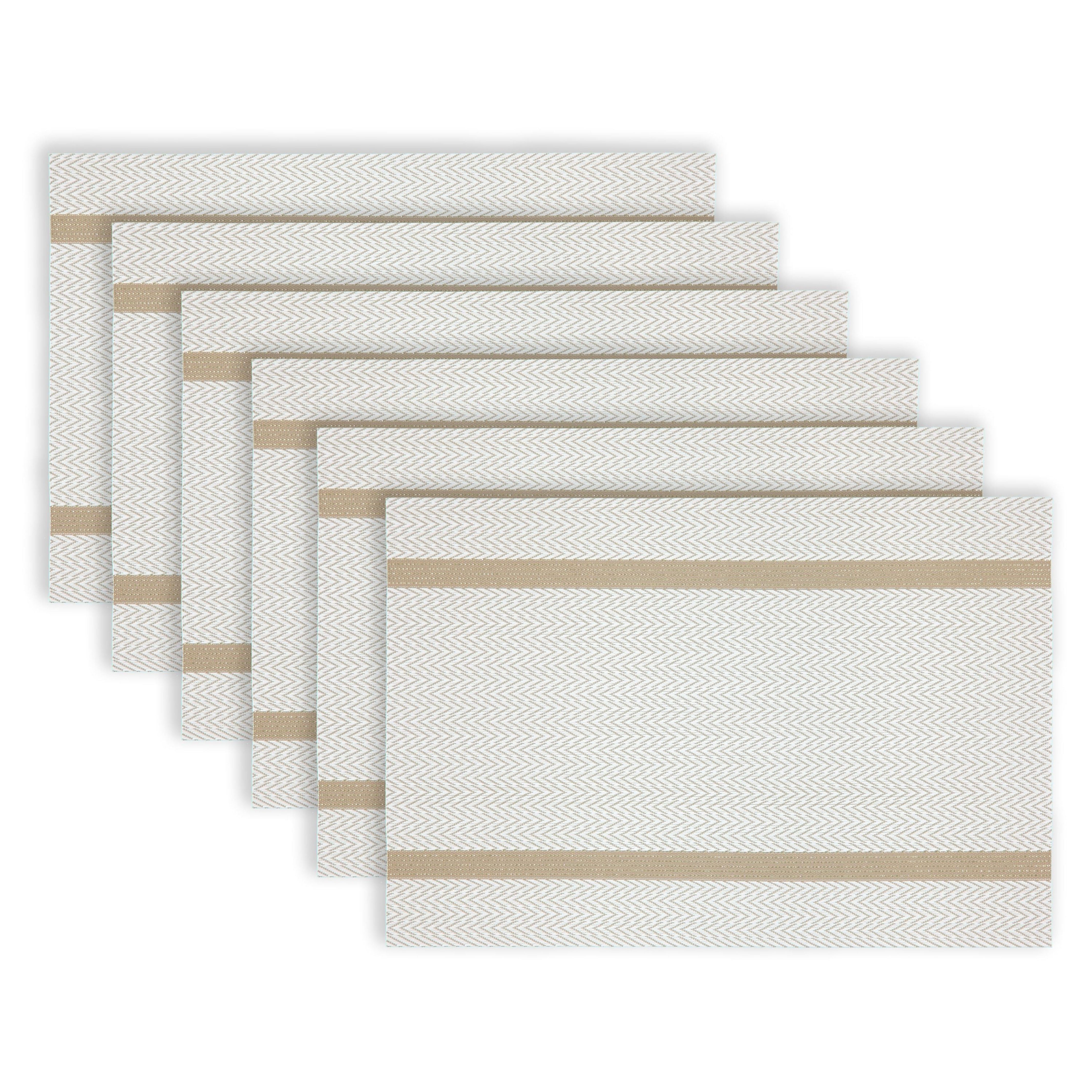 Dainty Home Annandale Woven Texteline Textured Design Reversible 12" x 18" Rectangular Placemats Set of 6