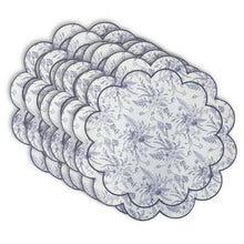 Load image into Gallery viewer, Dainty Home Botanical Bliss Vinyl Round Placemat Set of 6, Waterproof Easy Clean Scalloped Placemats
