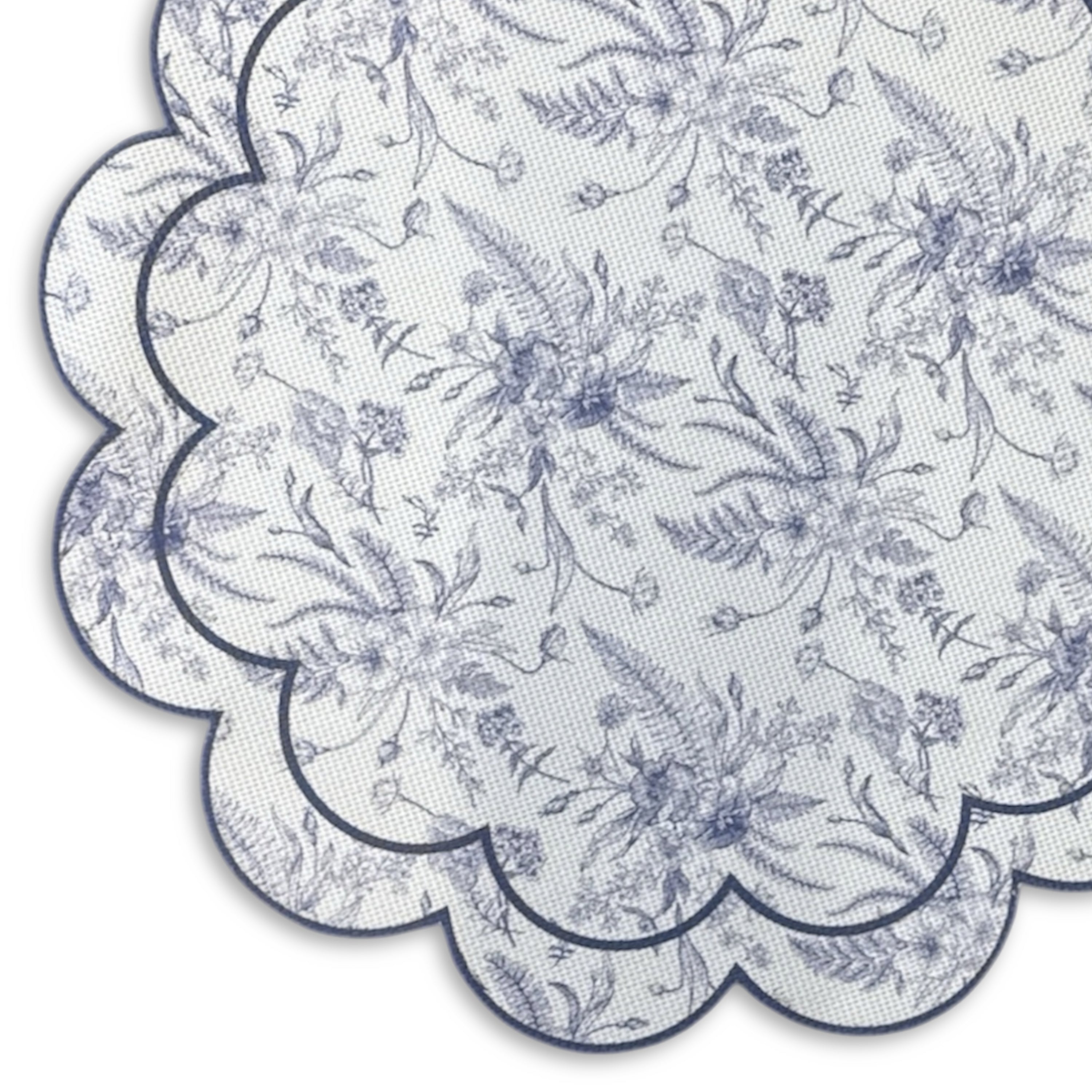 Dainty Home Botanical Bliss Vinyl Round Placemat Set of 6, Waterproof Easy Clean Scalloped Placemats