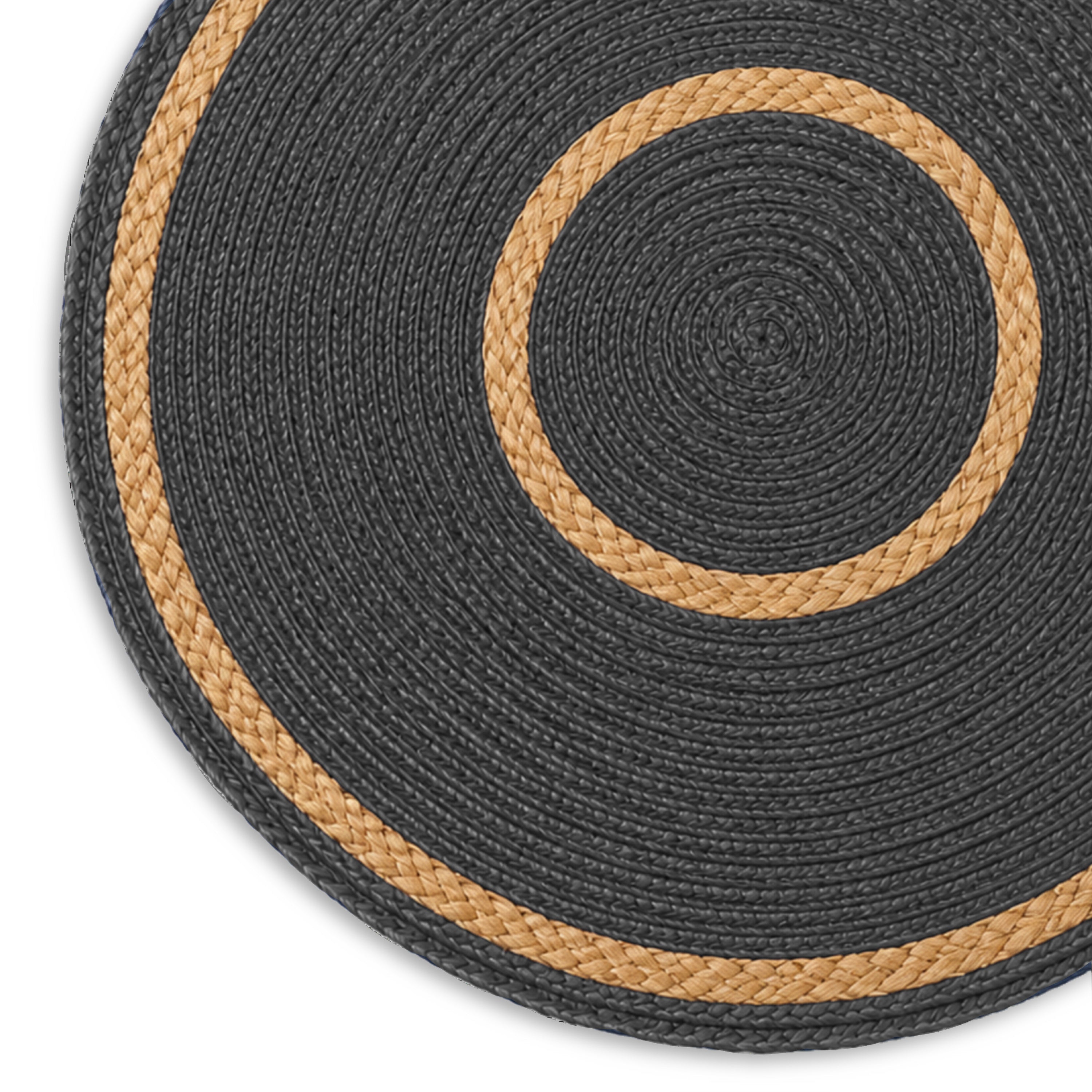 Dainty Home Phoenix 15" Round Natural Jute and Polypropylene Placemats Set of 6 - Durable Table Mats