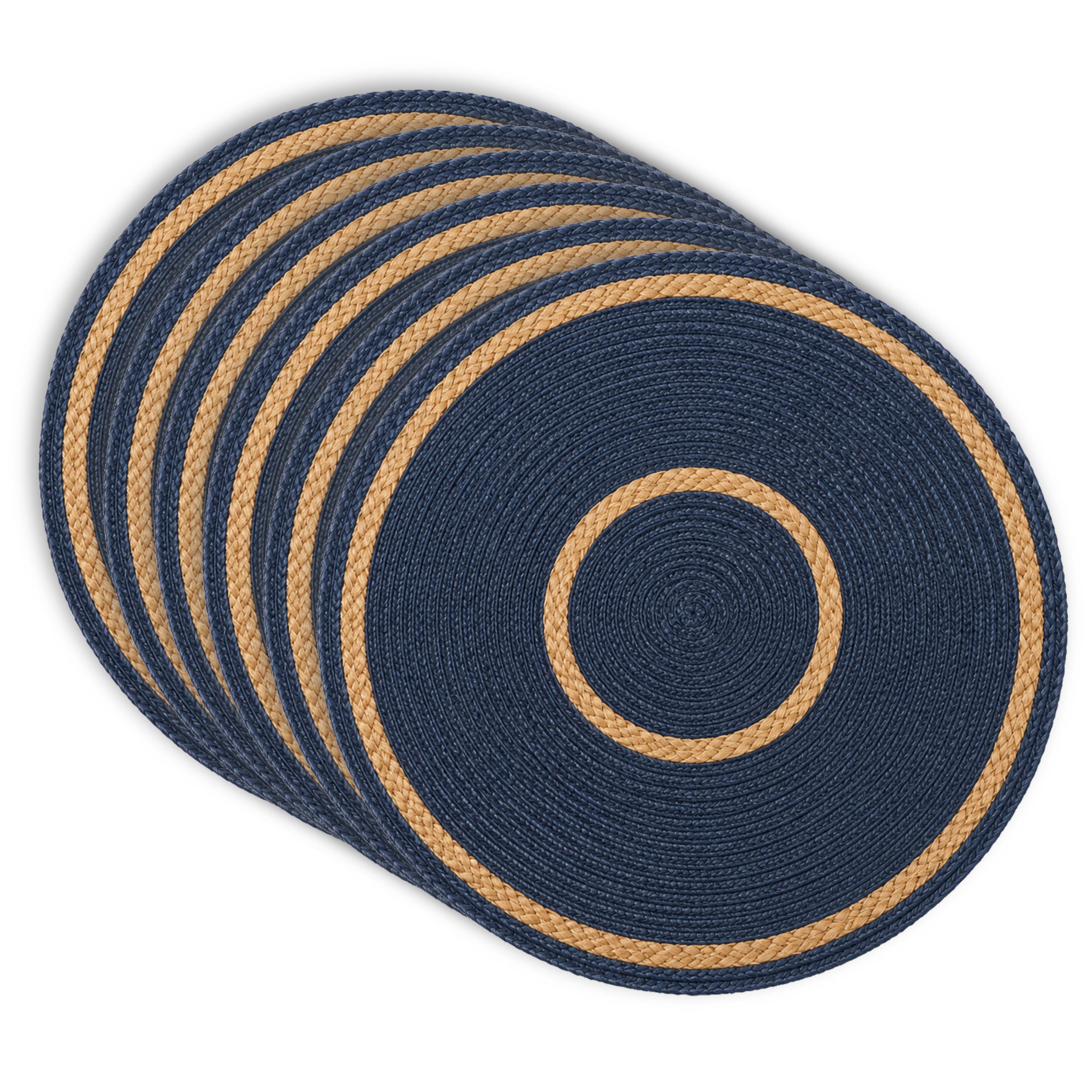 Dainty Home Phoenix 15" Round Natural Jute and Polypropylene Placemats Set of 6 - Durable Table Mats