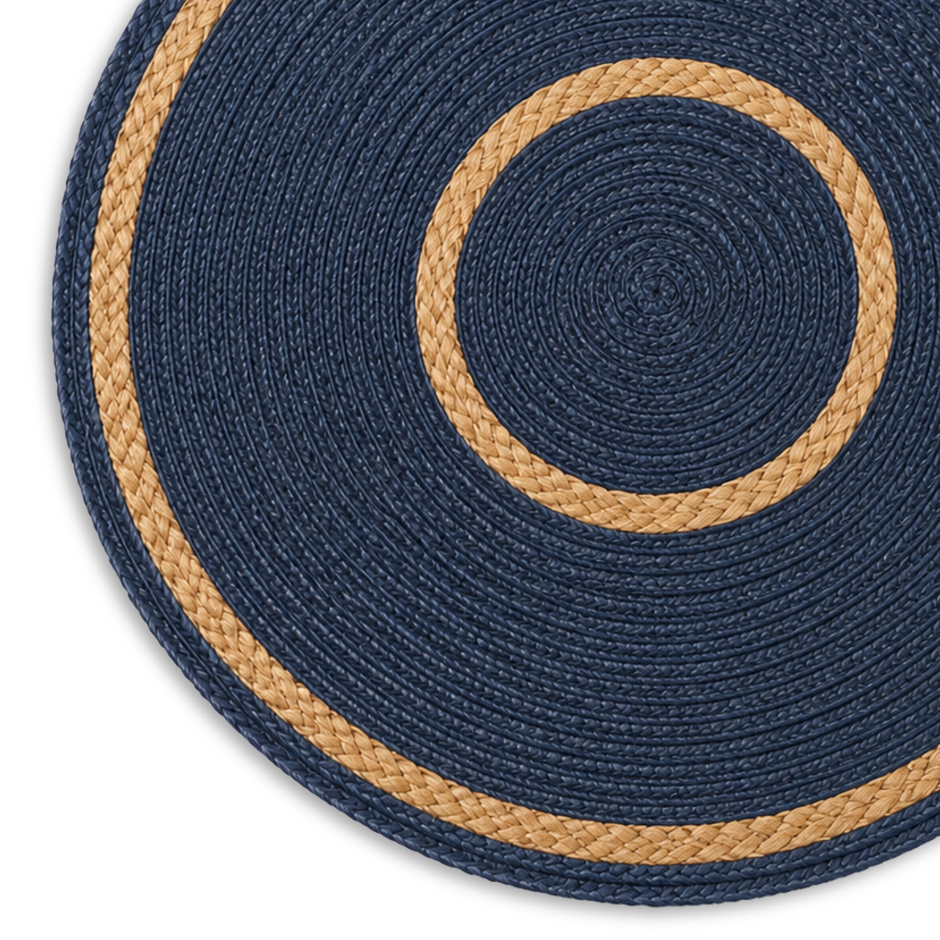 Dainty Home Phoenix 15" Round Natural Jute and Polypropylene Placemats Set of 6 - Durable Table Mats