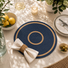 Load image into Gallery viewer, Dainty Home Phoenix 15" Round Natural Jute and Polypropylene Placemats Set of 6 - Durable Table Mats

