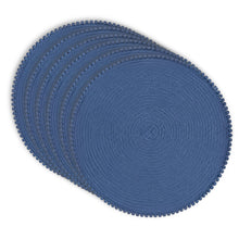 Load image into Gallery viewer, Dainty Home Pom Pom 15" Round Woven Placemats Set of 6 - Durable, Reversible &amp; Non-Slip Table Mats
