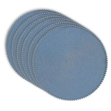 Load image into Gallery viewer, Dainty Home Pom Pom 15" Round Woven Placemats Set of 6 - Durable, Reversible &amp; Non-Slip Table Mats
