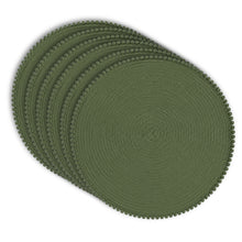 Load image into Gallery viewer, Dainty Home Pom Pom 15" Round Woven Placemats Set of 6 - Durable, Reversible &amp; Non-Slip Table Mats

