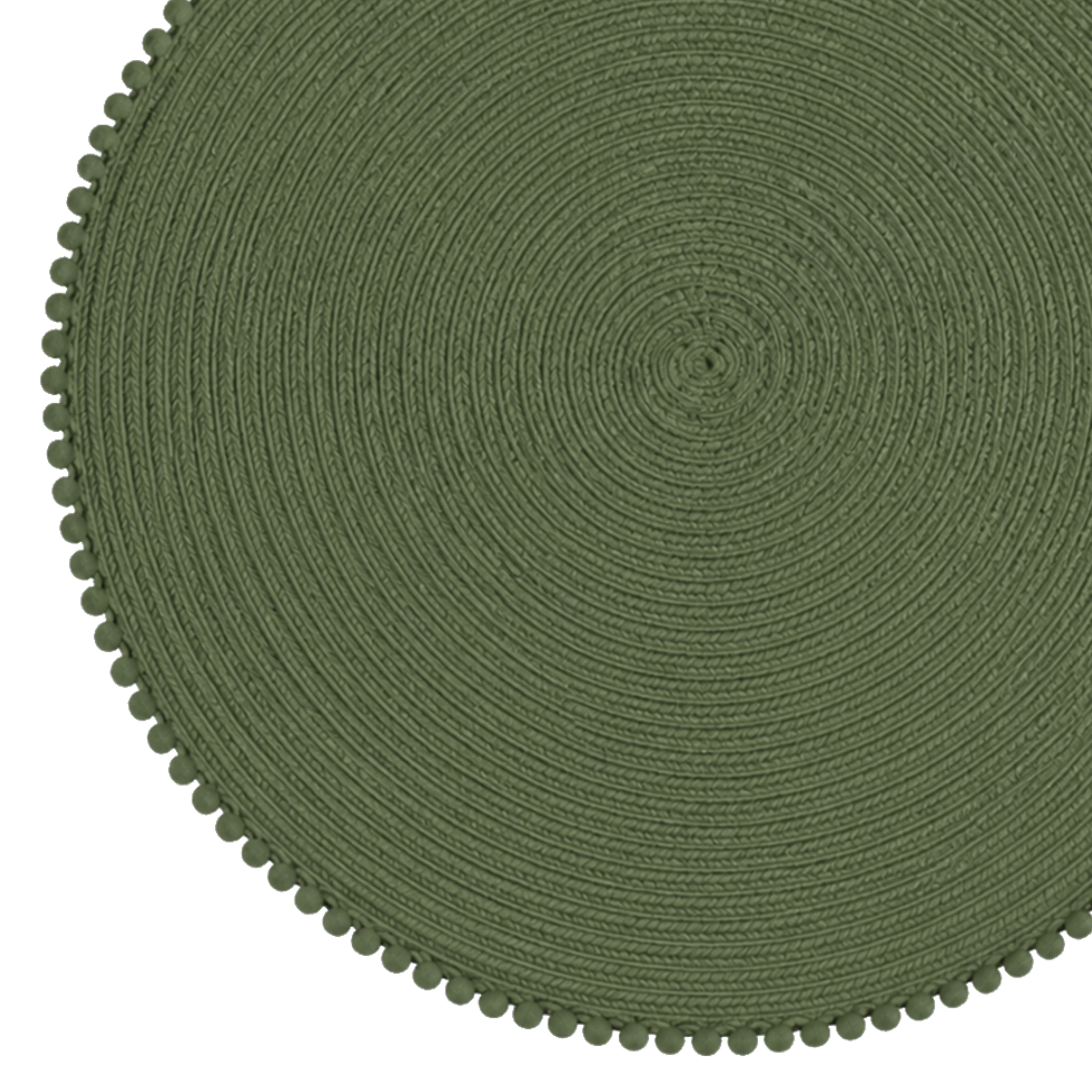 Dainty Home Pom Pom 15" Round Woven Placemats Set of 6 - Durable, Reversible & Non-Slip Table Mats