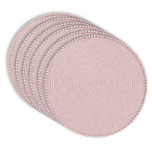 Load image into Gallery viewer, Dainty Home Pom Pom 15" Round Woven Placemats Set of 6 - Durable, Reversible &amp; Non-Slip Table Mats
