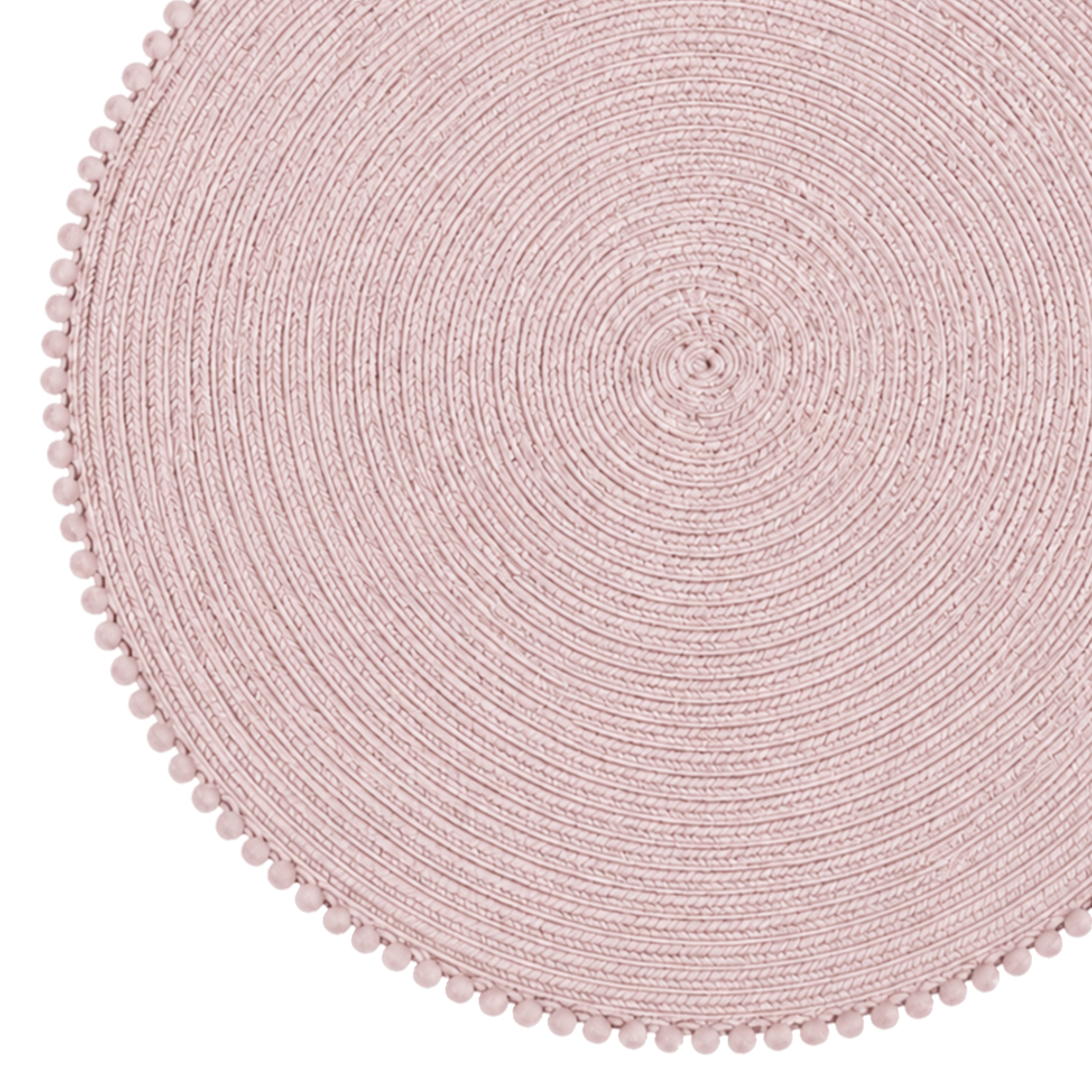 Dainty Home Pom Pom 15" Round Woven Placemats Set of 6 - Durable, Reversible & Non-Slip Table Mats