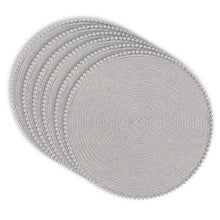 Load image into Gallery viewer, Dainty Home Pom Pom 15" Round Woven Placemats Set of 6 - Durable, Reversible &amp; Non-Slip Table Mats
