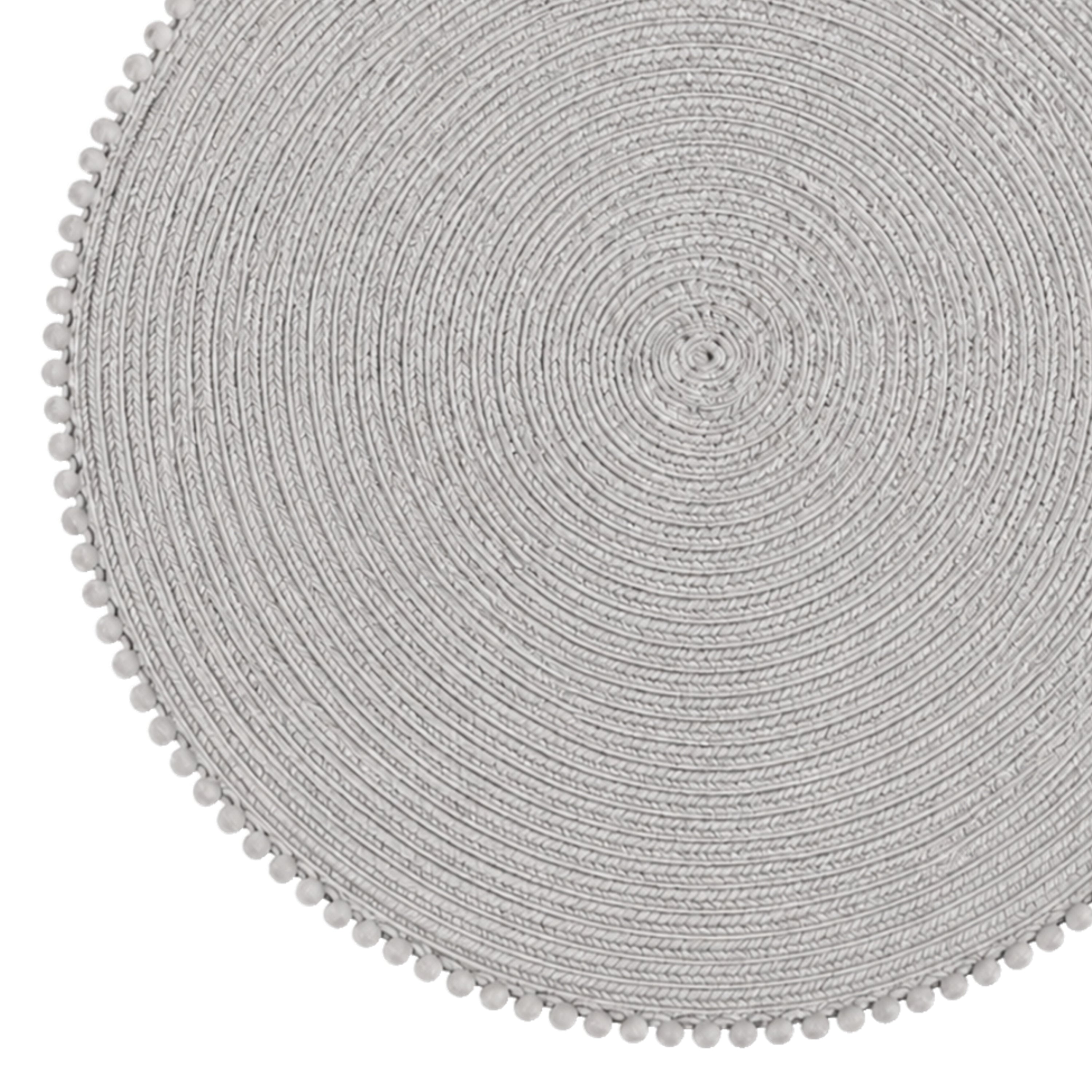 Dainty Home Pom Pom 15" Round Woven Placemats Set of 6 - Durable, Reversible & Non-Slip Table Mats
