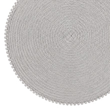 Load image into Gallery viewer, Dainty Home Pom Pom 15" Round Woven Placemats Set of 6 - Durable, Reversible &amp; Non-Slip Table Mats
