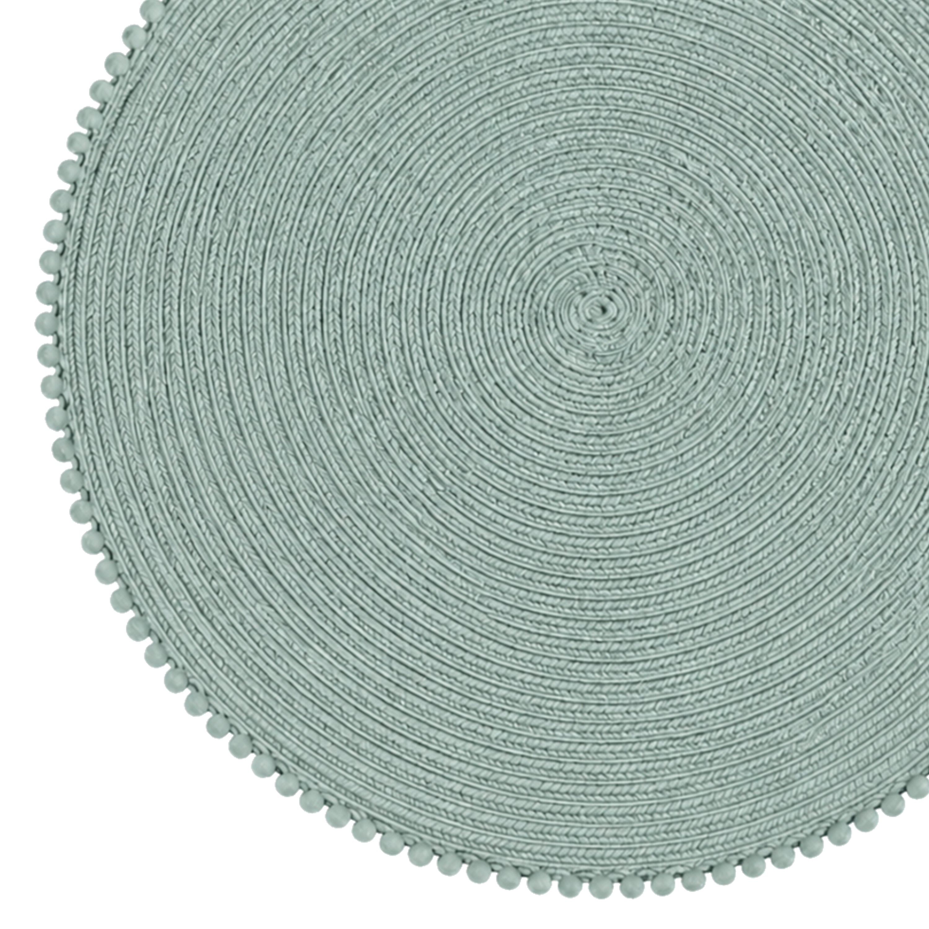 Dainty Home Pom Pom 15" Round Woven Placemats Set of 6 - Durable, Reversible & Non-Slip Table Mats