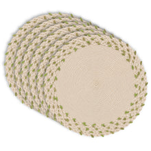 Load image into Gallery viewer, Dainty Home Leaf Trimmed 15" Round Placemats Set of 6 - Durable, Reversible &amp; Non-Slip Table Mats
