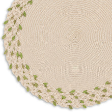 Load image into Gallery viewer, Dainty Home Leaf Trimmed 15" Round Placemats Set of 6 - Durable, Reversible &amp; Non-Slip Table Mats
