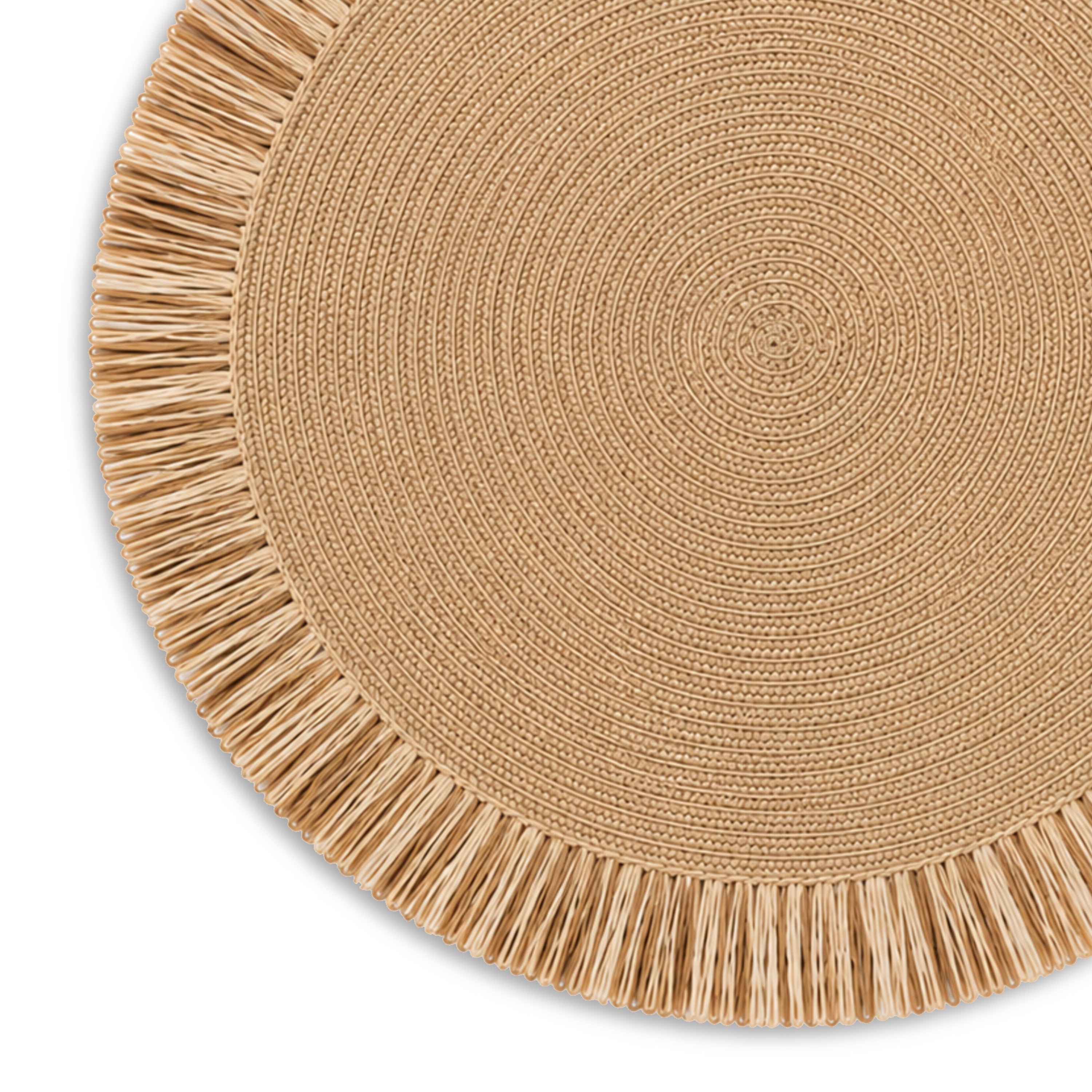 Dainty Home Tahiti 15" Round Natural Jute and Woven Paper Placemats Set of 6 - Durable Table Mats
