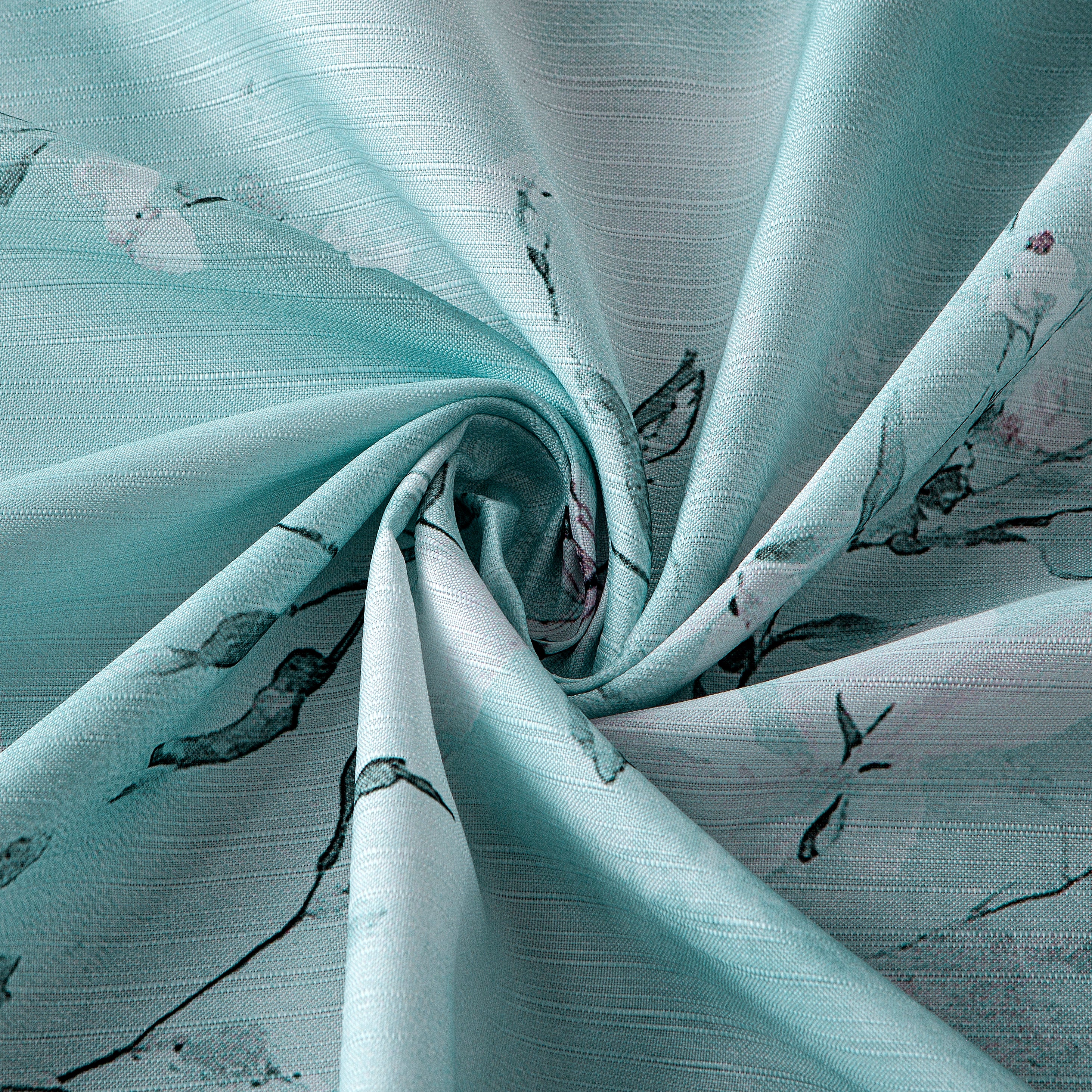 Dainty Home Cascading Florals 3D Textured Fabric Shower Curtain with 12 Metal Rollerball Hooks, 70" x 72"
