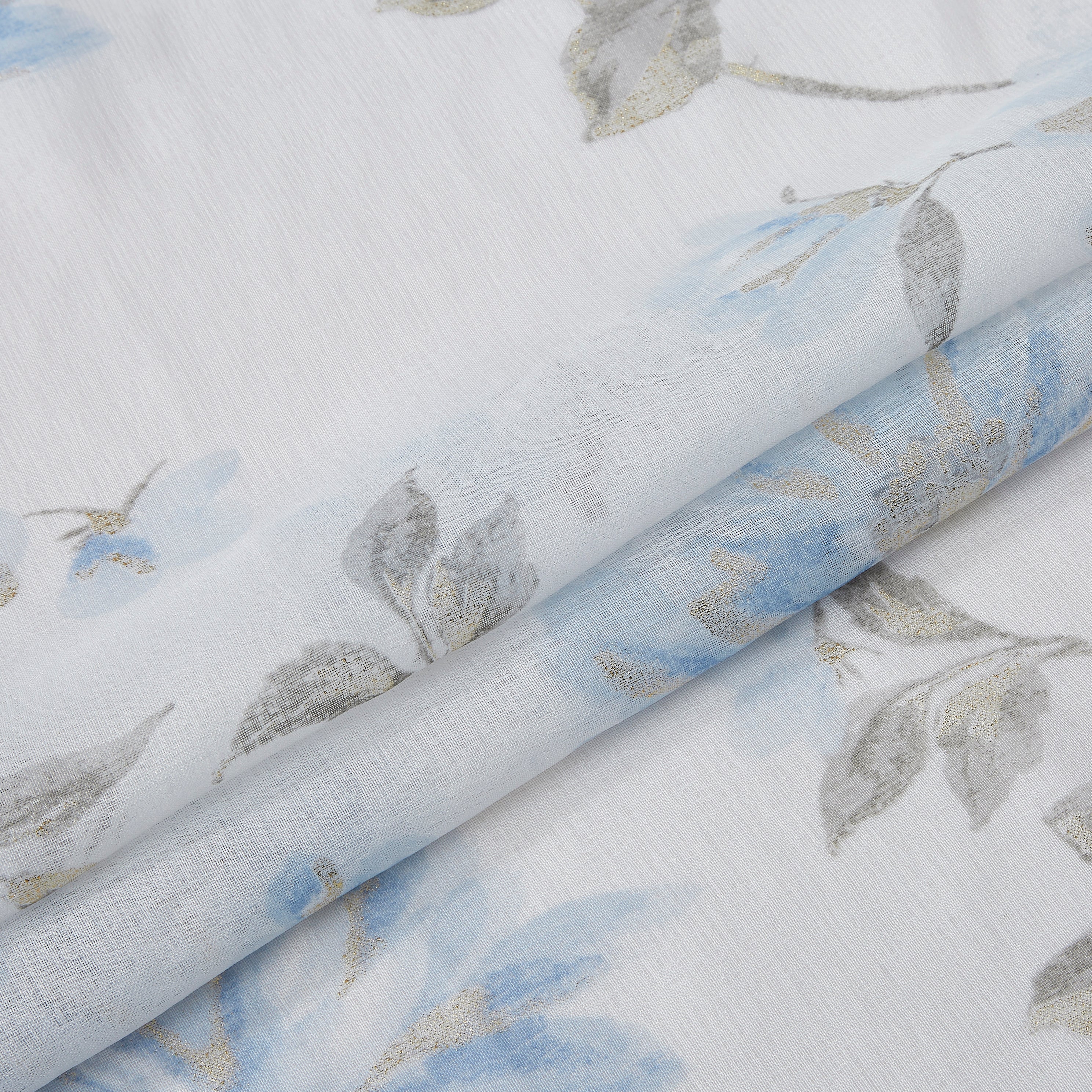 Dainty Home Jacqueline Linen Textured Metallic Fabric Shower Curtain with 12 Matching Hooks 70" x 72"