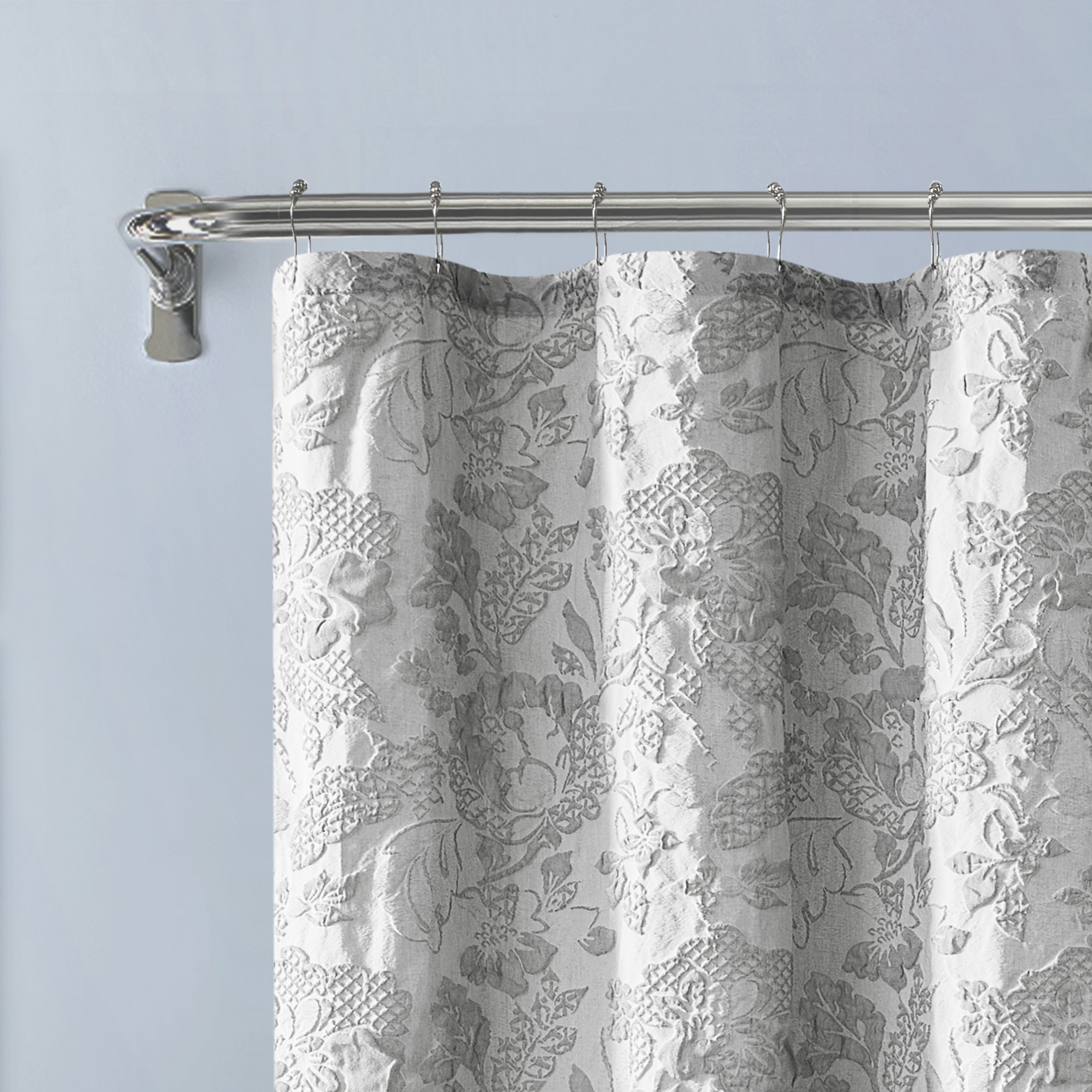 Dainty Home Anais Heavy Sculpted Jacquard Floral Textured Polyester Fabric Shower Curtain, 72" x 72"