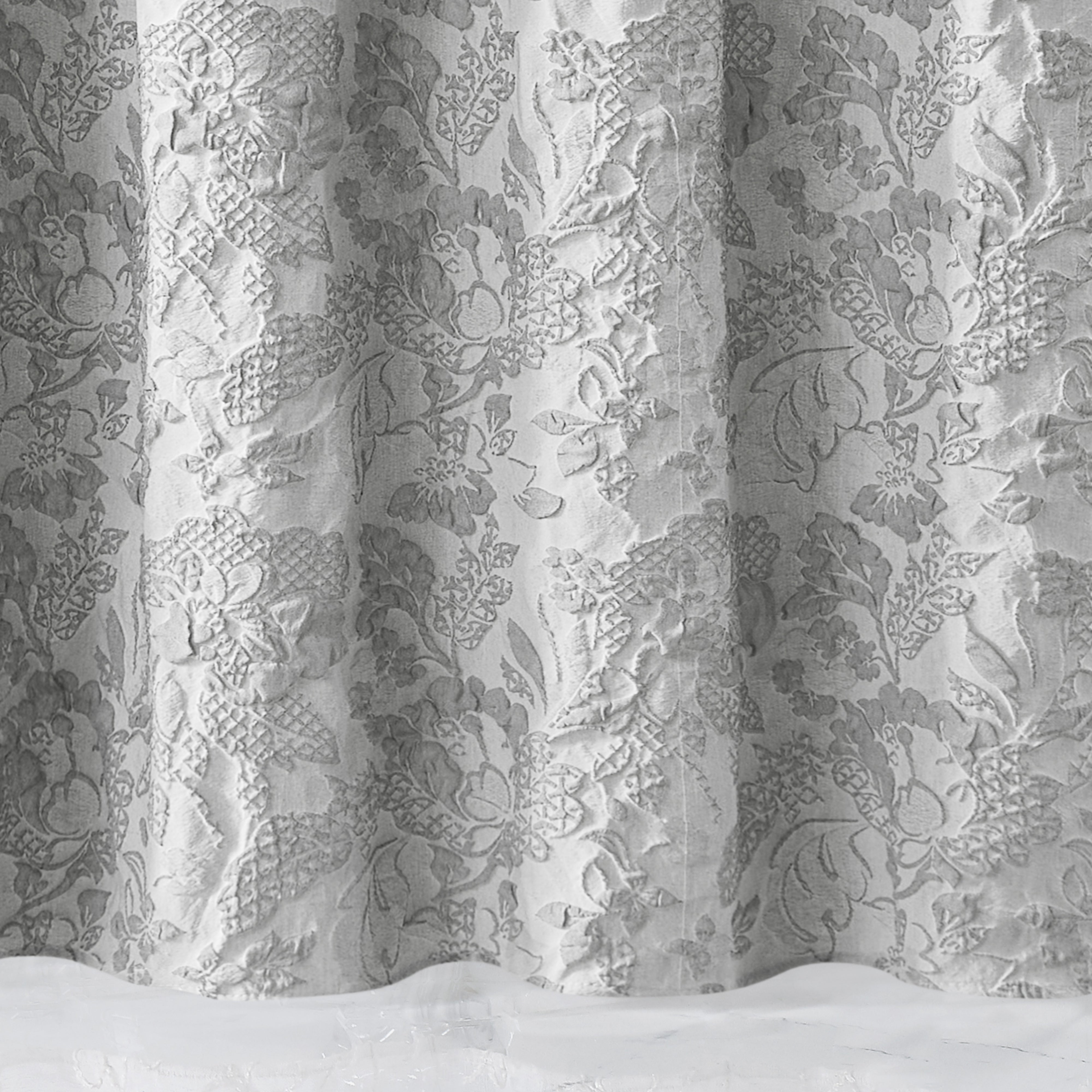 Dainty Home Anais Heavy Sculpted Jacquard Floral Textured Polyester Fabric Shower Curtain, 72" x 72"