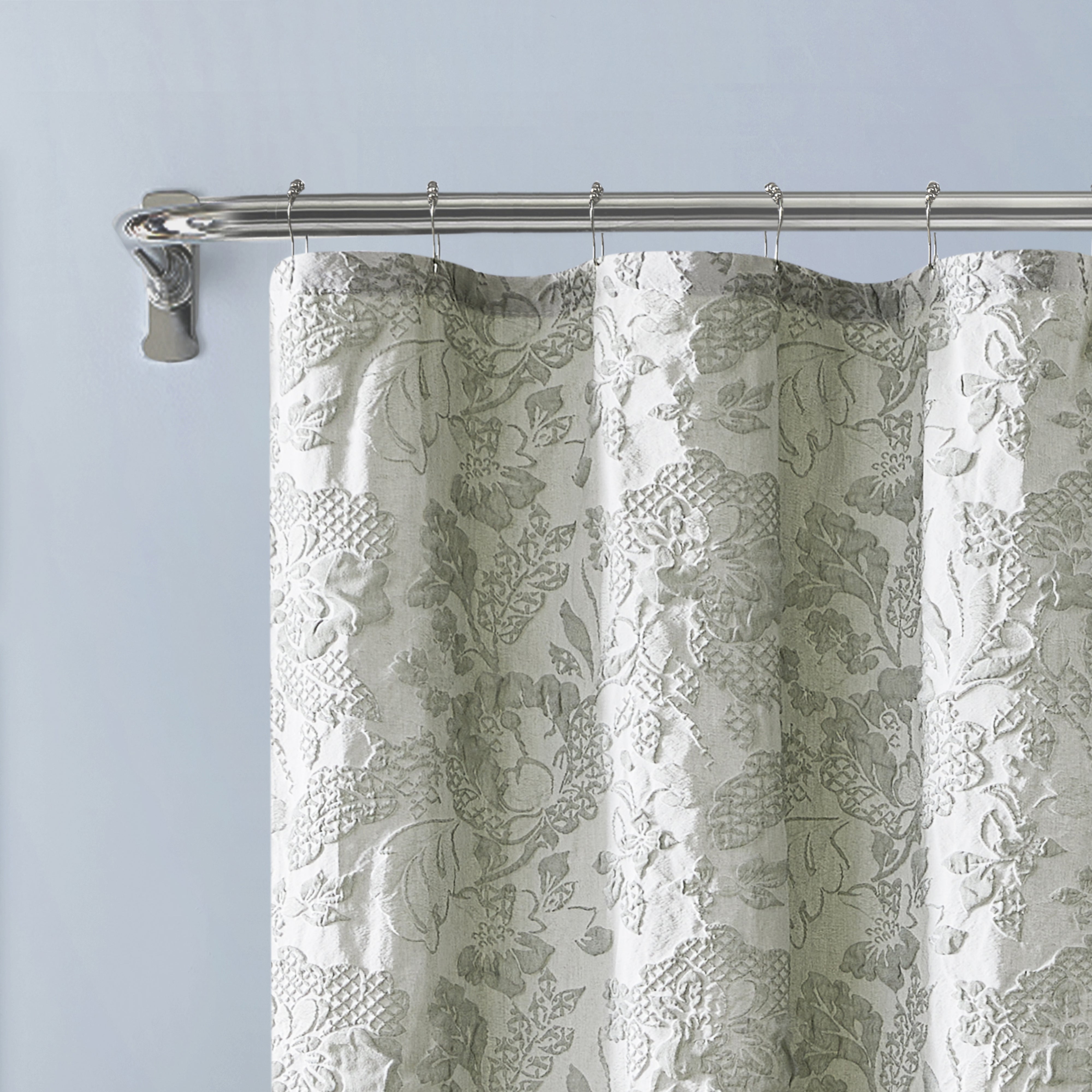 Dainty Home Anais Heavy Sculpted Jacquard Floral Textured Polyester Fabric Shower Curtain, 72" x 72"