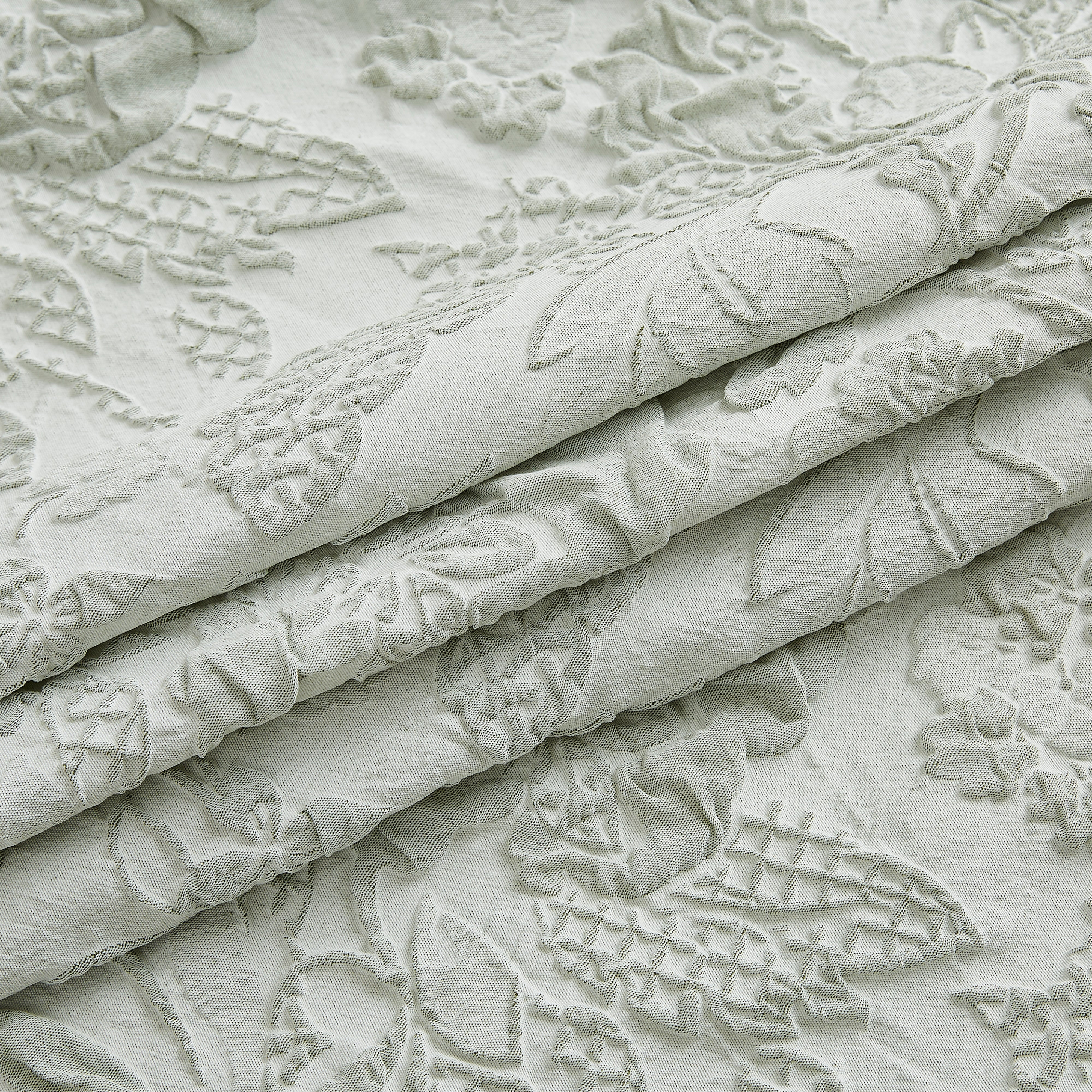 Dainty Home Anais Heavy Sculpted Jacquard Floral Textured Polyester Fabric Shower Curtain, 72" x 72"