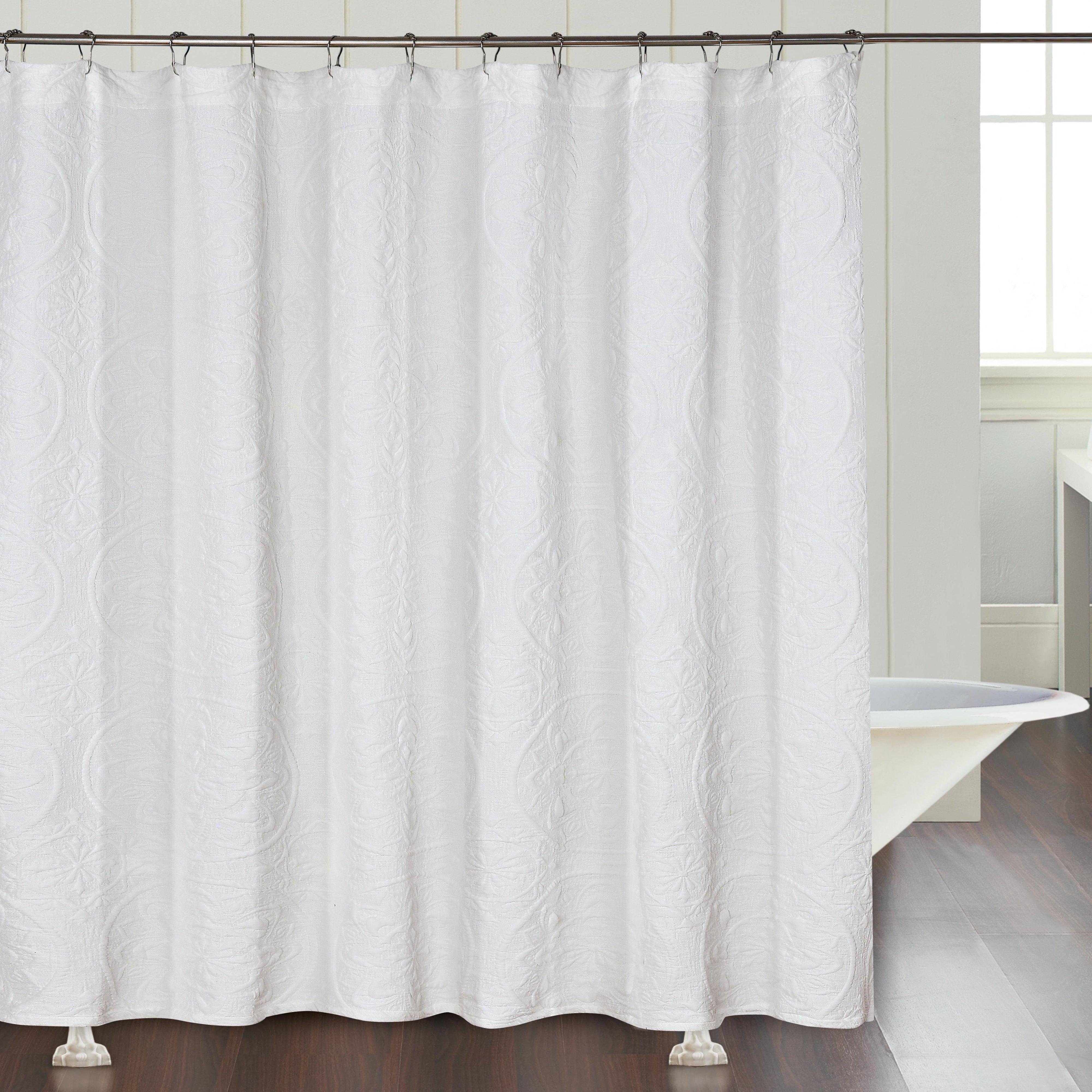 Dainty Home Boheme Medallion Jacquard Textured Soft Polyester Fabric Shower Curtain, 72" x 72"