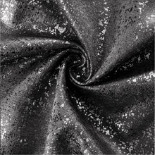 Load image into Gallery viewer, Close-up of black fabric with silver lurex texture
