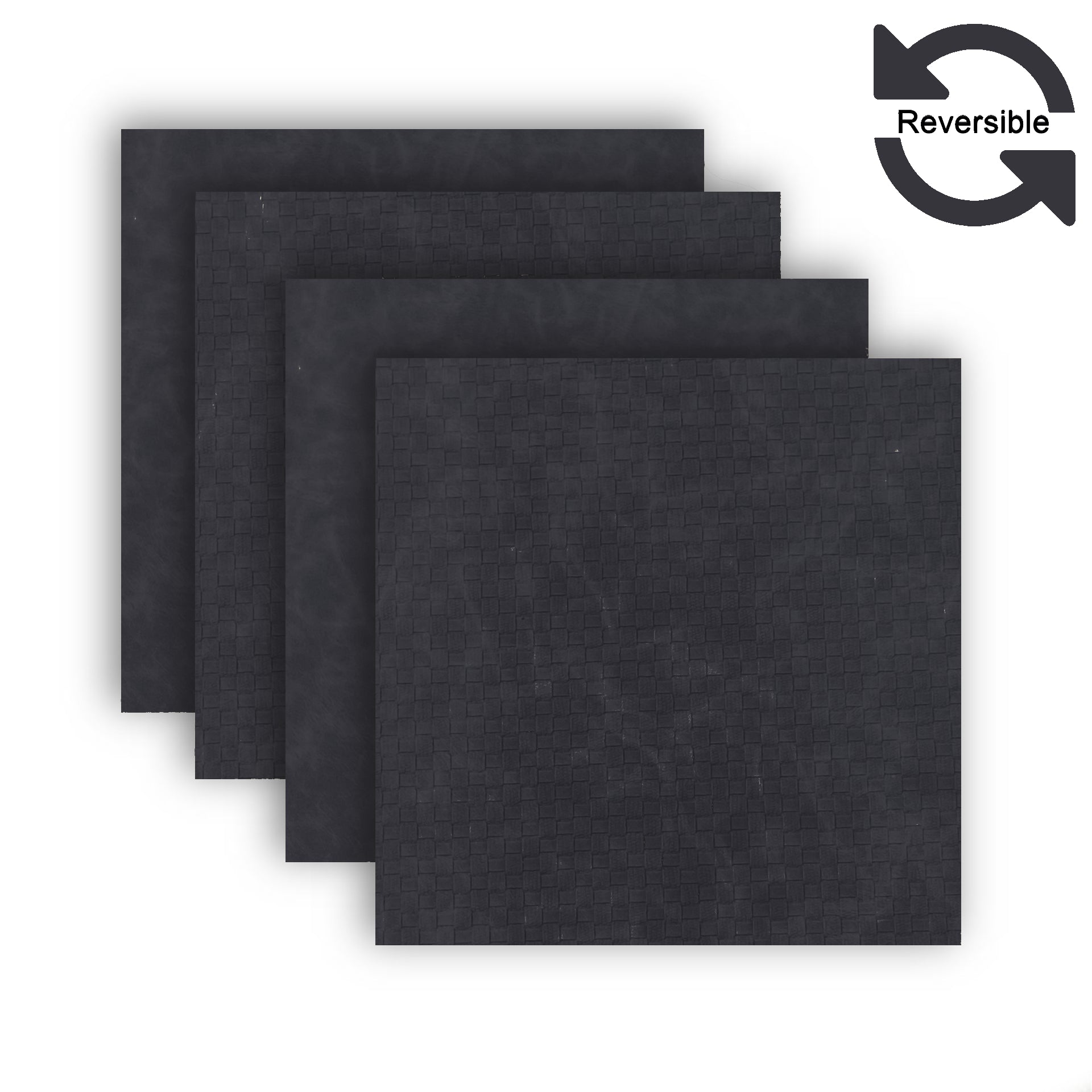 Dainty Home Sorento Faux Leather Reversible 2 Pattern 15" x 15" Square Placemat Set Of 4