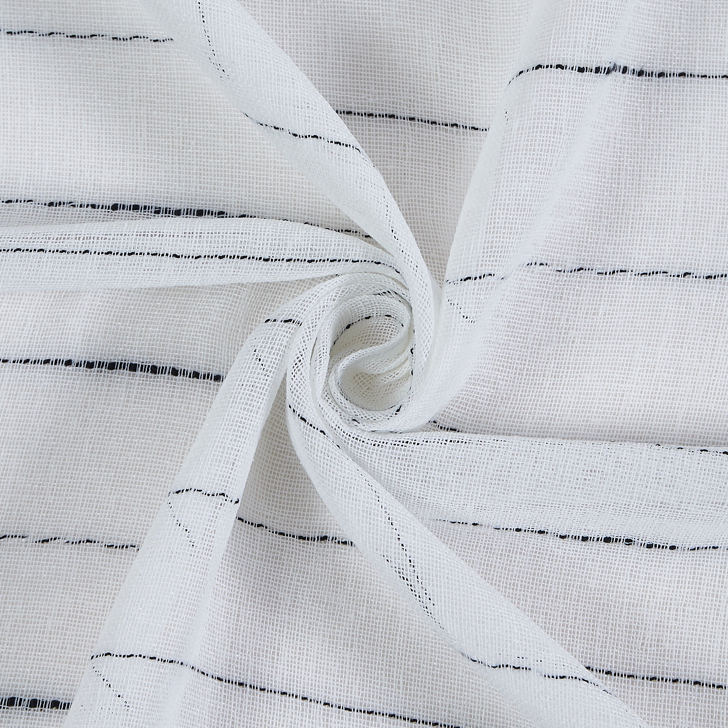 Dainty Home Lisa 3D Linen Textured Weaved Linen Look Striped Designed Fabric Shower Curtain