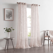 Load image into Gallery viewer, Dainty Home Rita Linen Look Boho Solid Fabric With 3D Floral Chenille Embroidery Light Filtering Grommet Panel Pair
