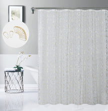 Load image into Gallery viewer, Dainty Home Lindsey Linen Textured Metallic Fabric Shower Curtain with 12 Matching Hooks 70" x 72"
