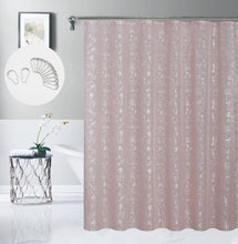 Load image into Gallery viewer, Dainty Home Lindsey Linen Textured Metallic Fabric Shower Curtain with 12 Matching Hooks 70" x 72"
