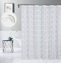 Load image into Gallery viewer, Dainty Home Clarissa Linen Textured Metallic Fabric Shower Curtain with 12 Matching Hooks 70" x 72"
