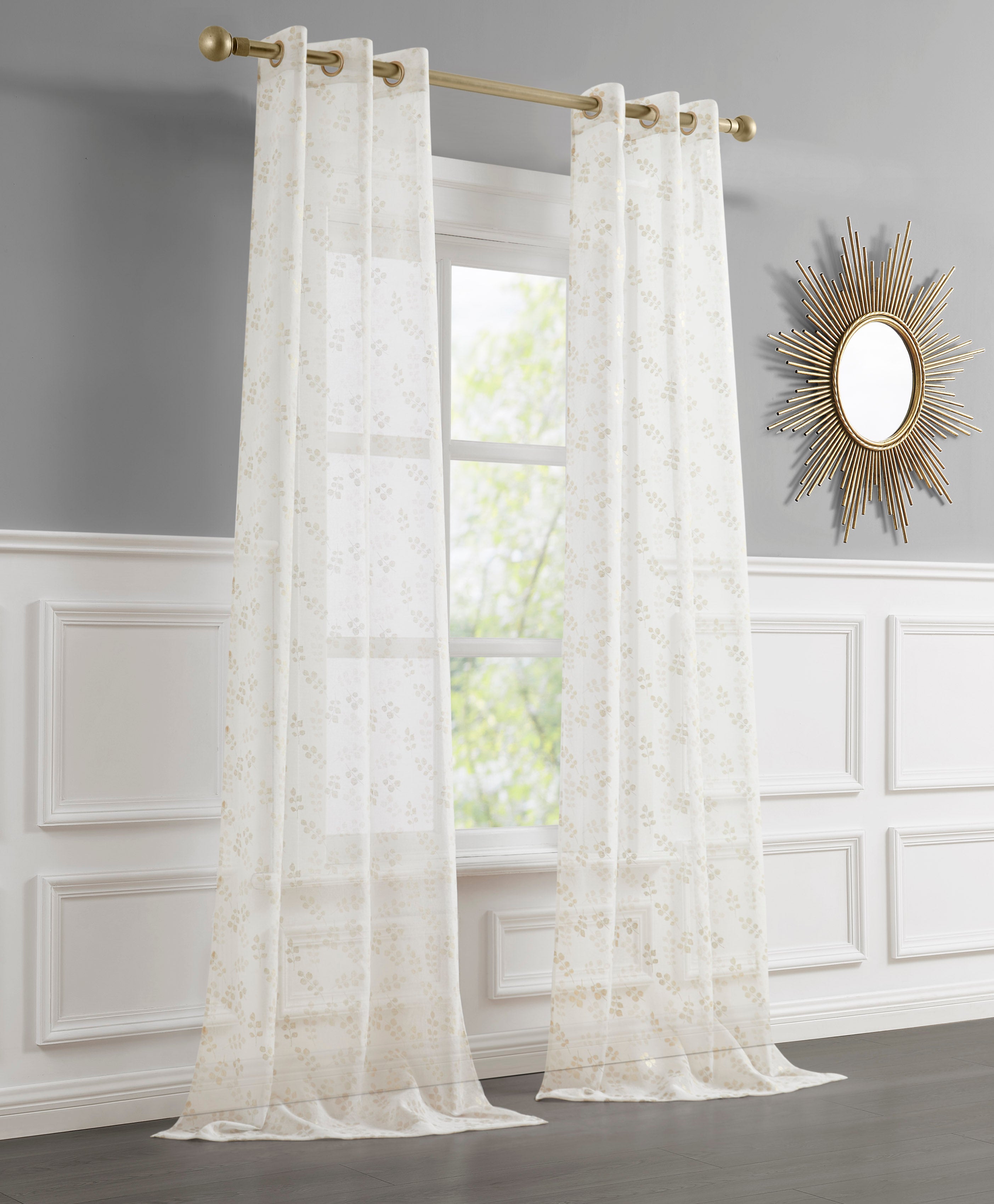 Dainty Home Clarissa Linen Textured Metallic Light Filtering Grommet Curtain Panel Pair