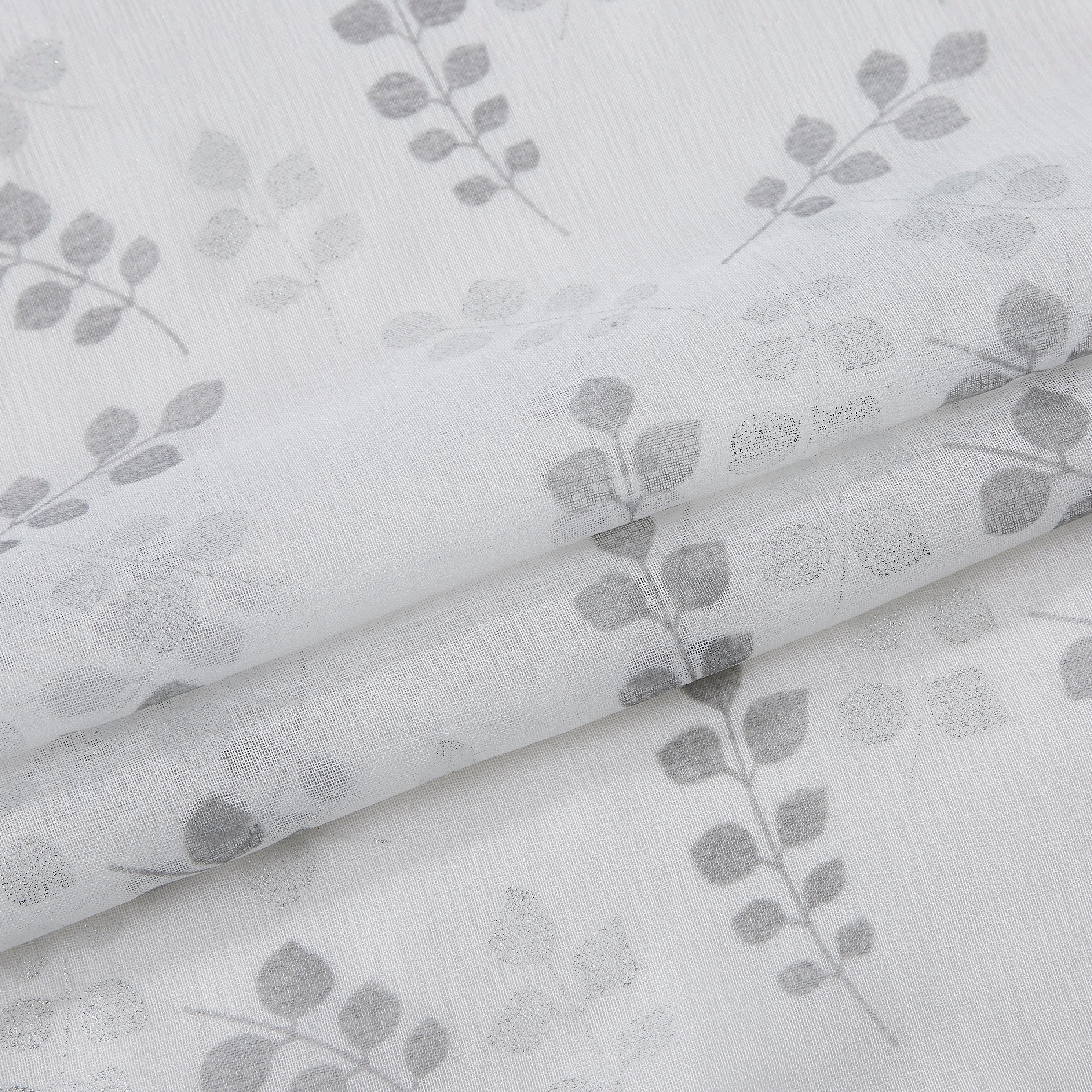 Dainty Home Clarissa Linen Textured Metallic Fabric Shower Curtain with 12 Matching Hooks 70" x 72"